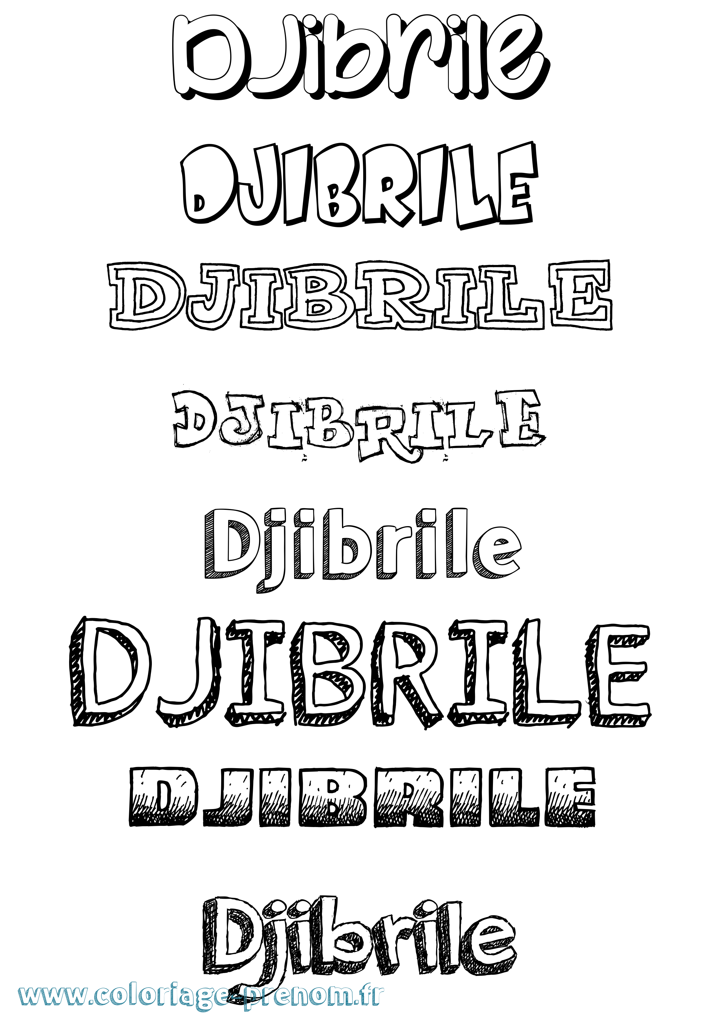 Coloriage prénom Djibrile Dessiné