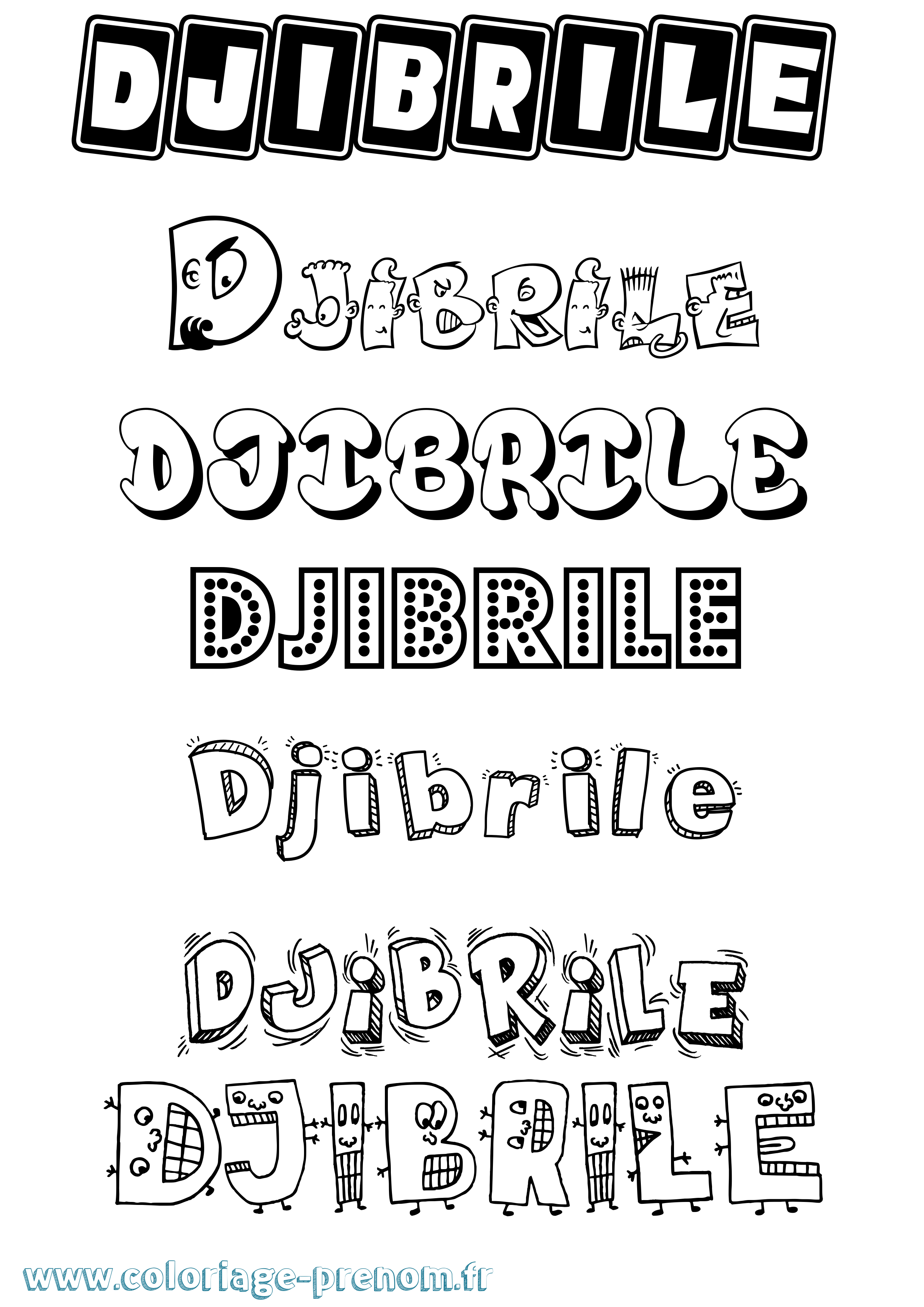Coloriage prénom Djibrile Fun