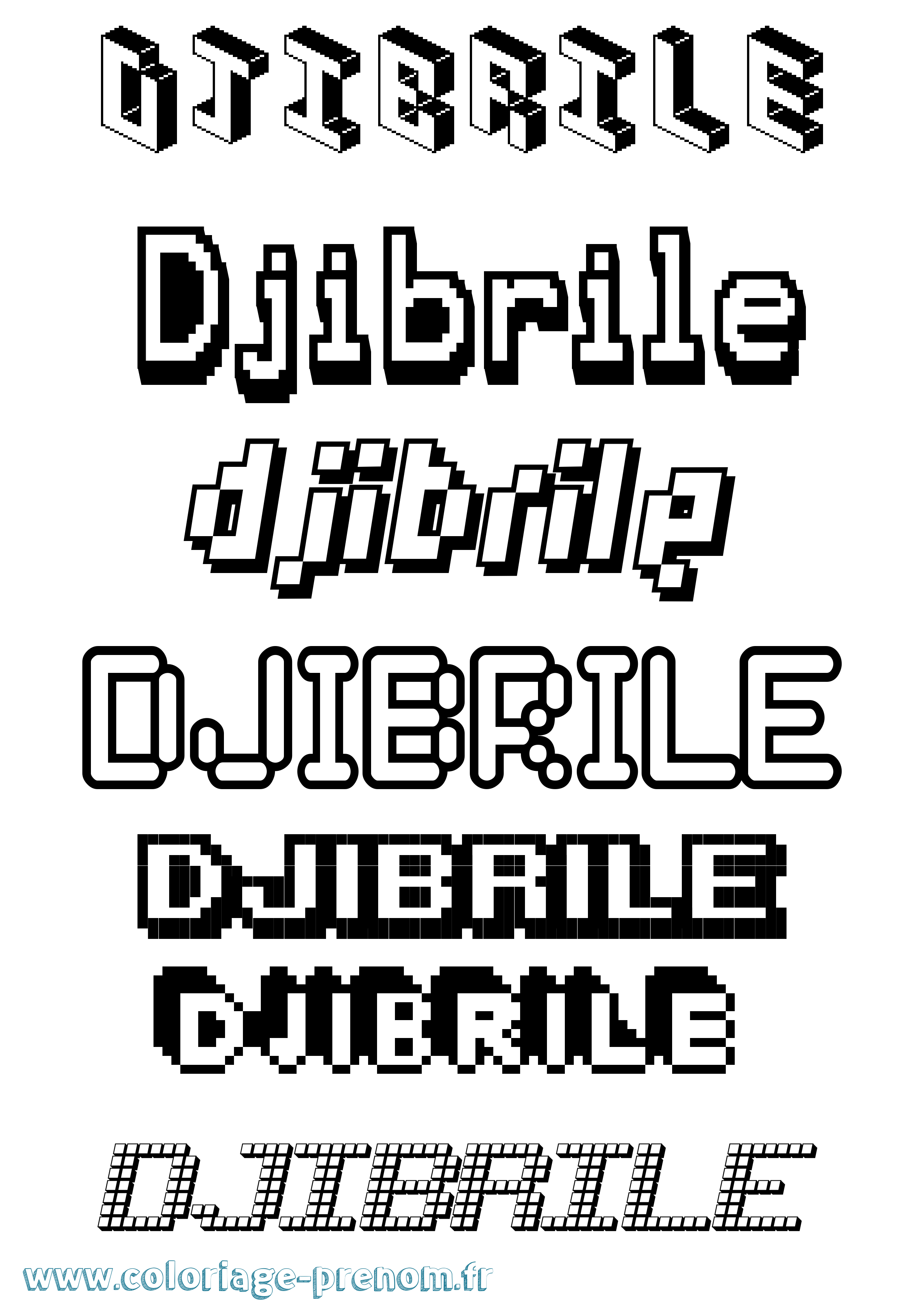 Coloriage prénom Djibrile Pixel