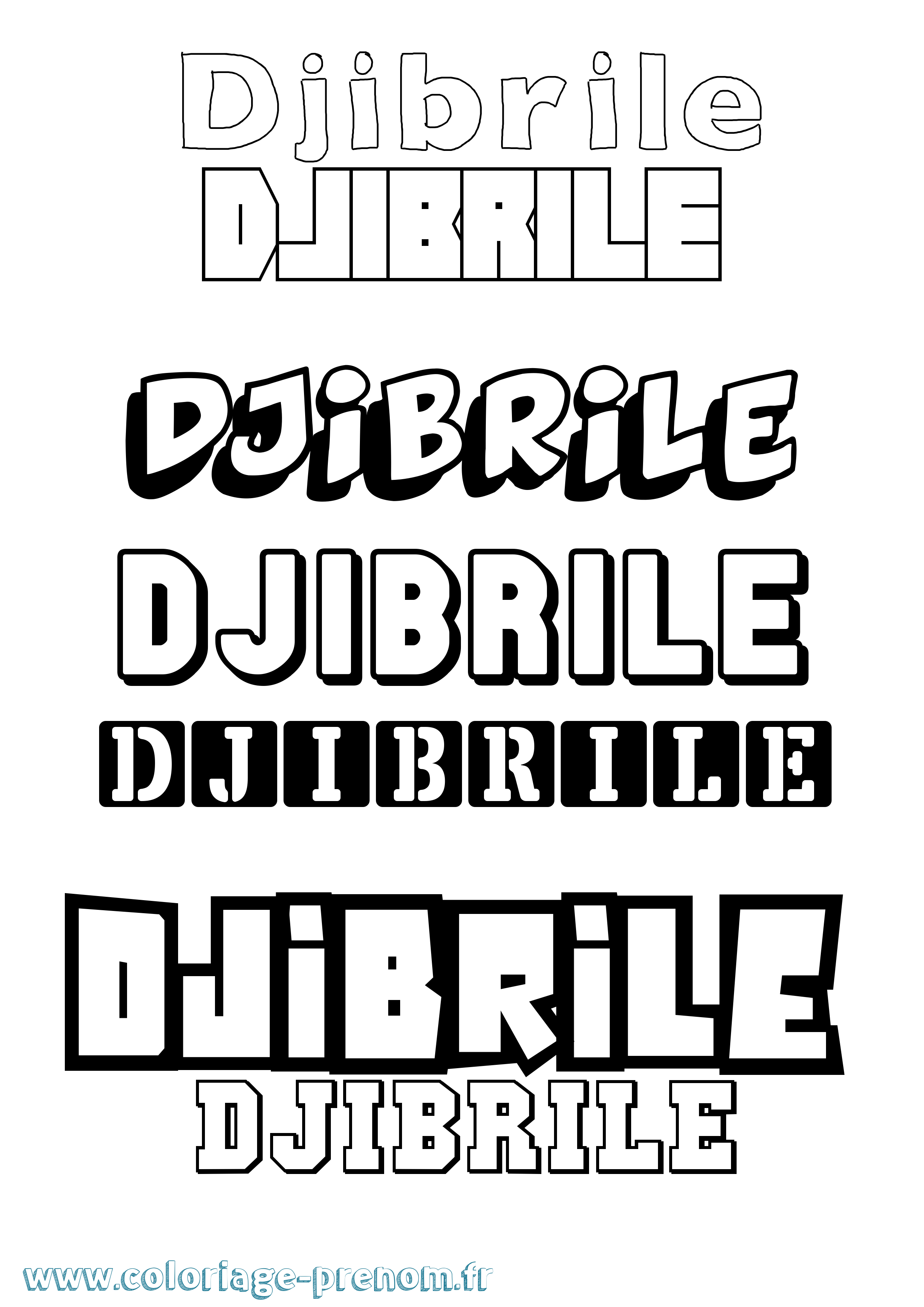 Coloriage prénom Djibrile Simple