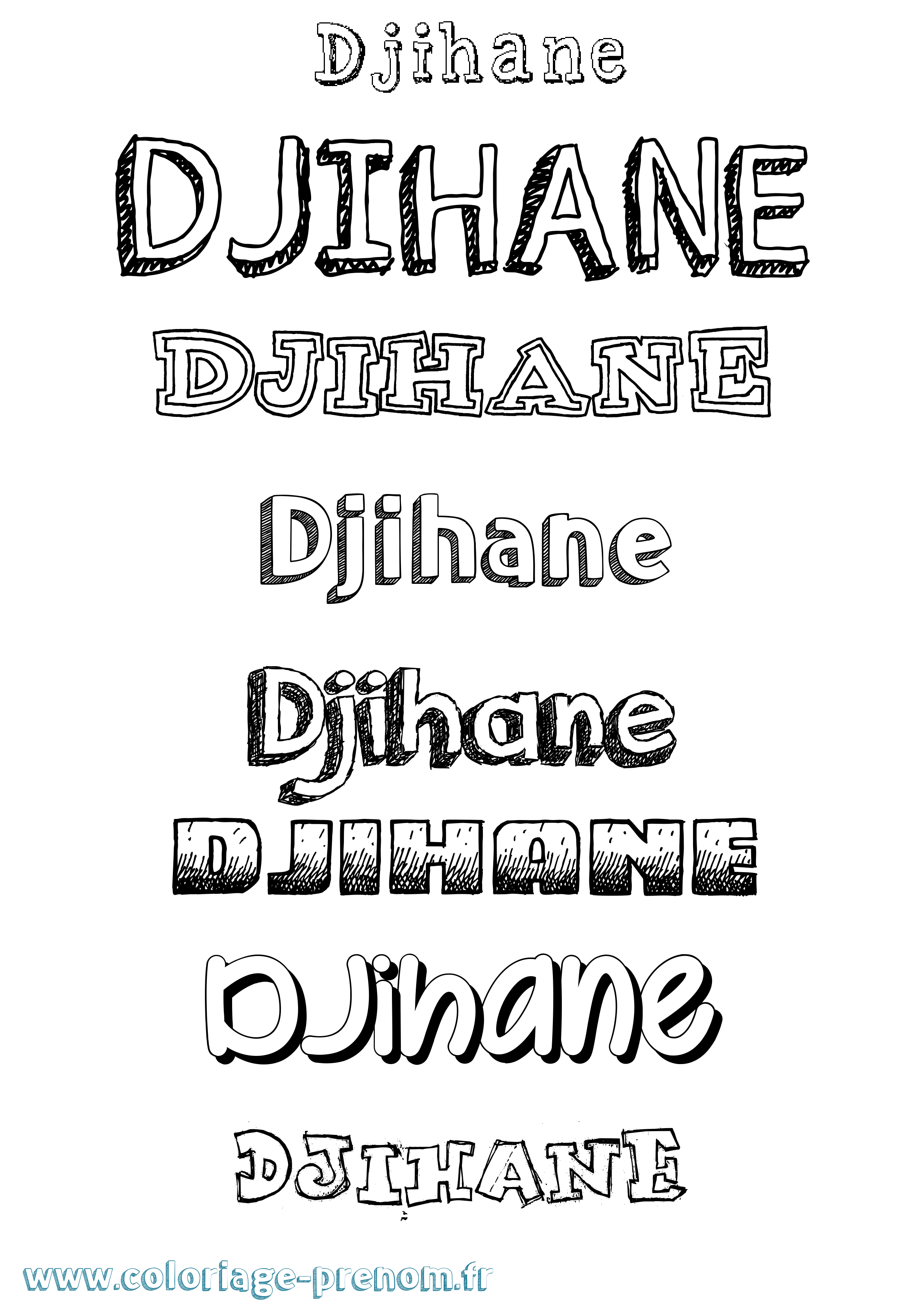 Coloriage prénom Djihane Dessiné