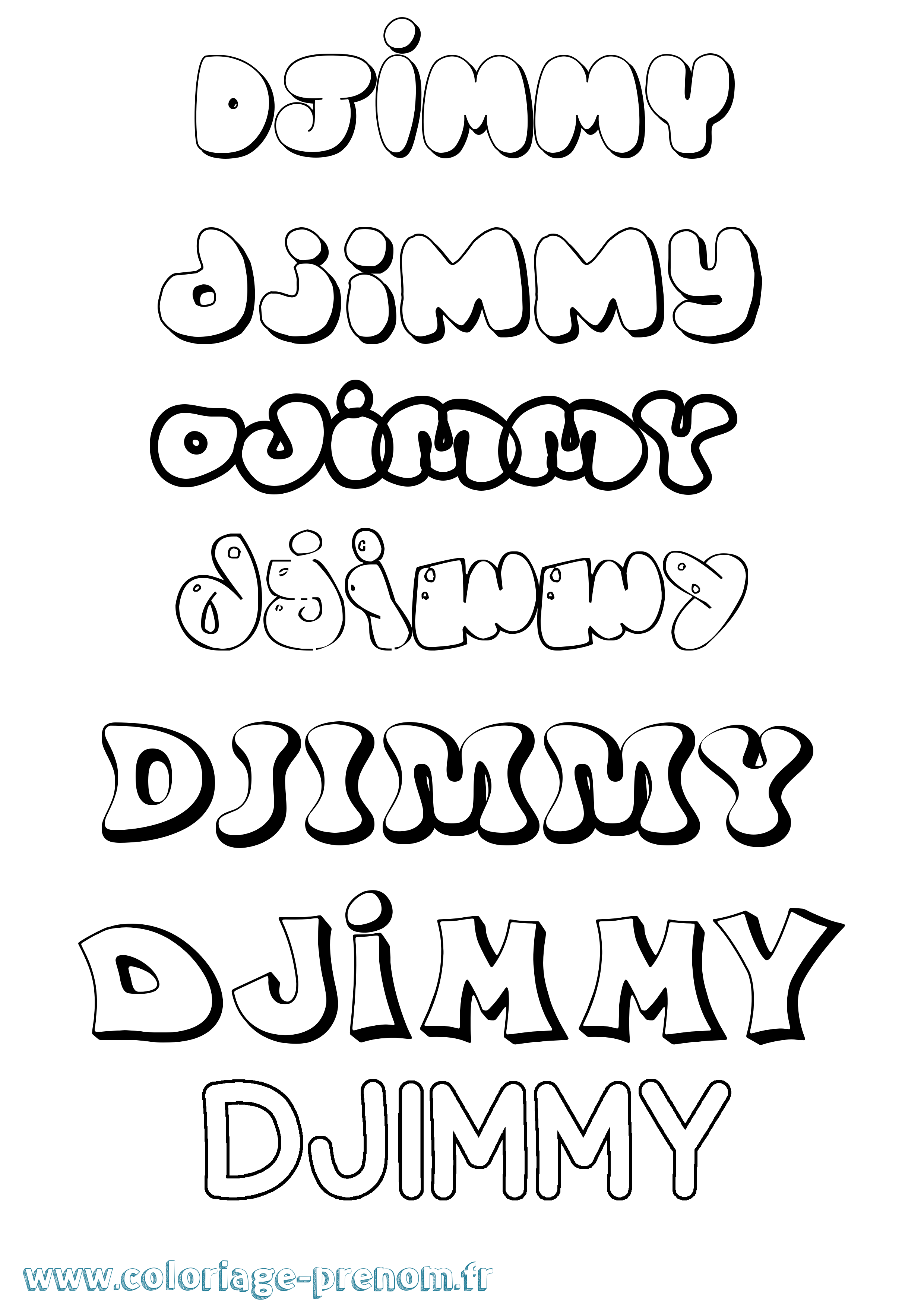 Coloriage prénom Djimmy Bubble
