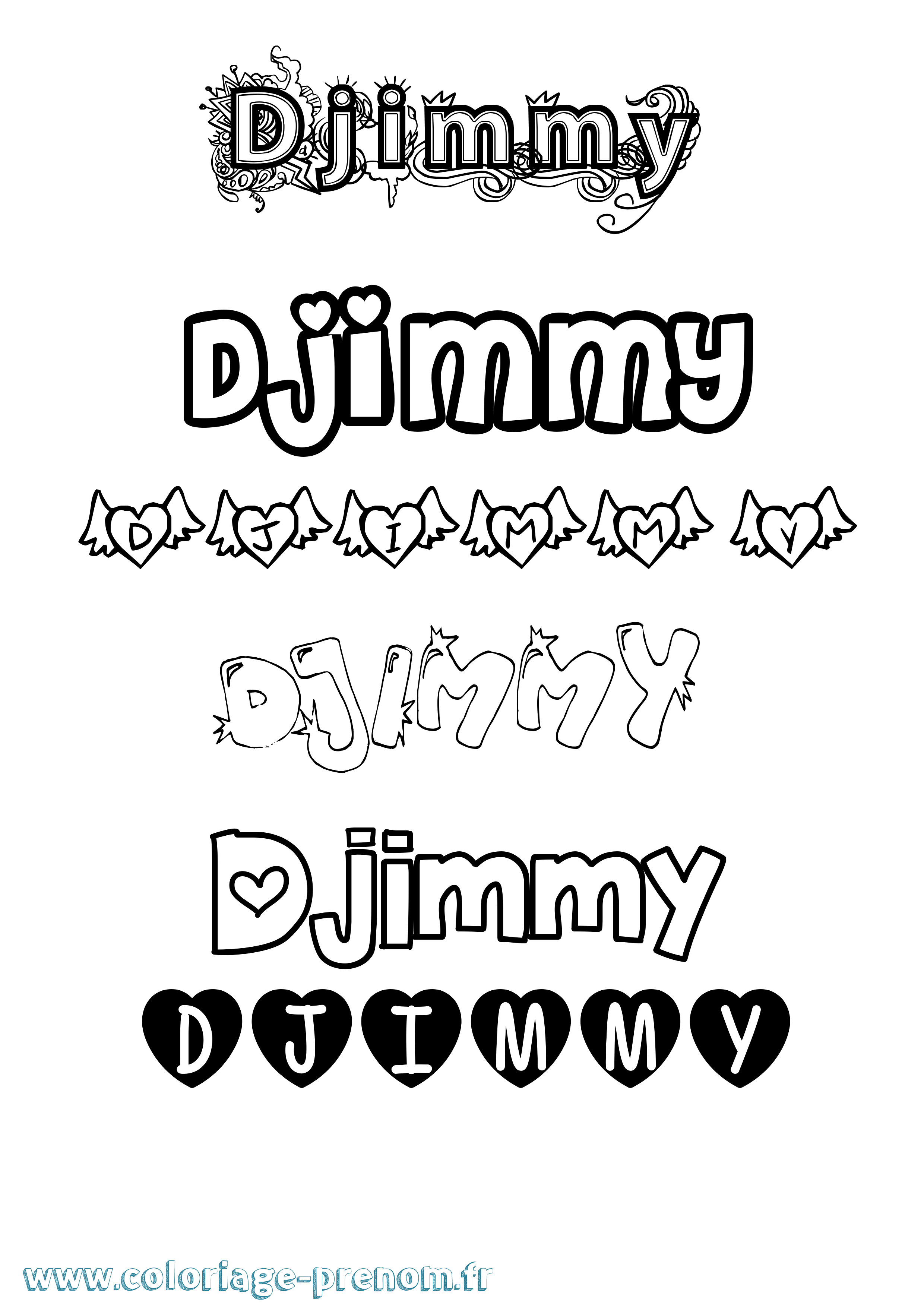 Coloriage prénom Djimmy Girly