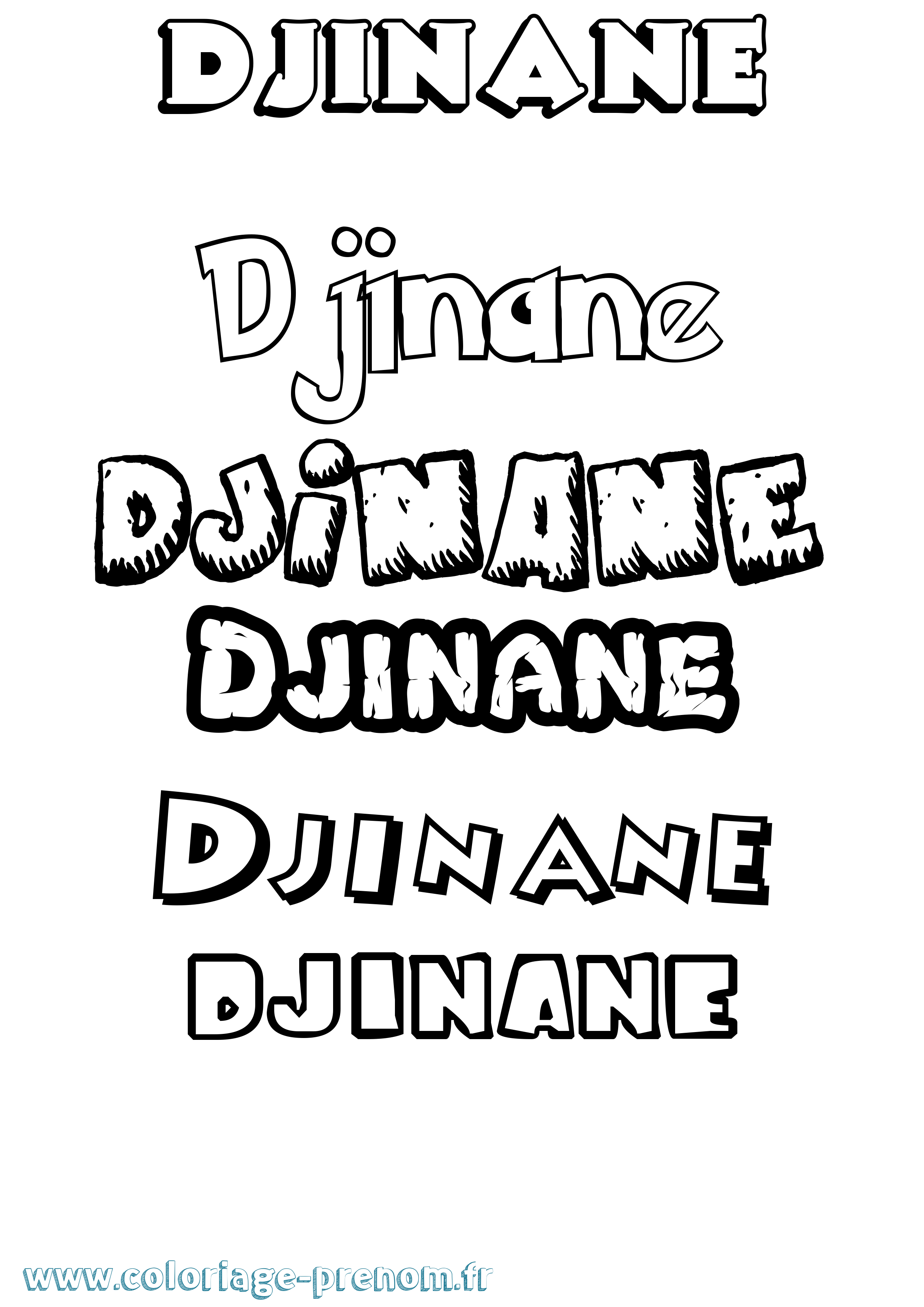Coloriage prénom Djinane Dessin Animé