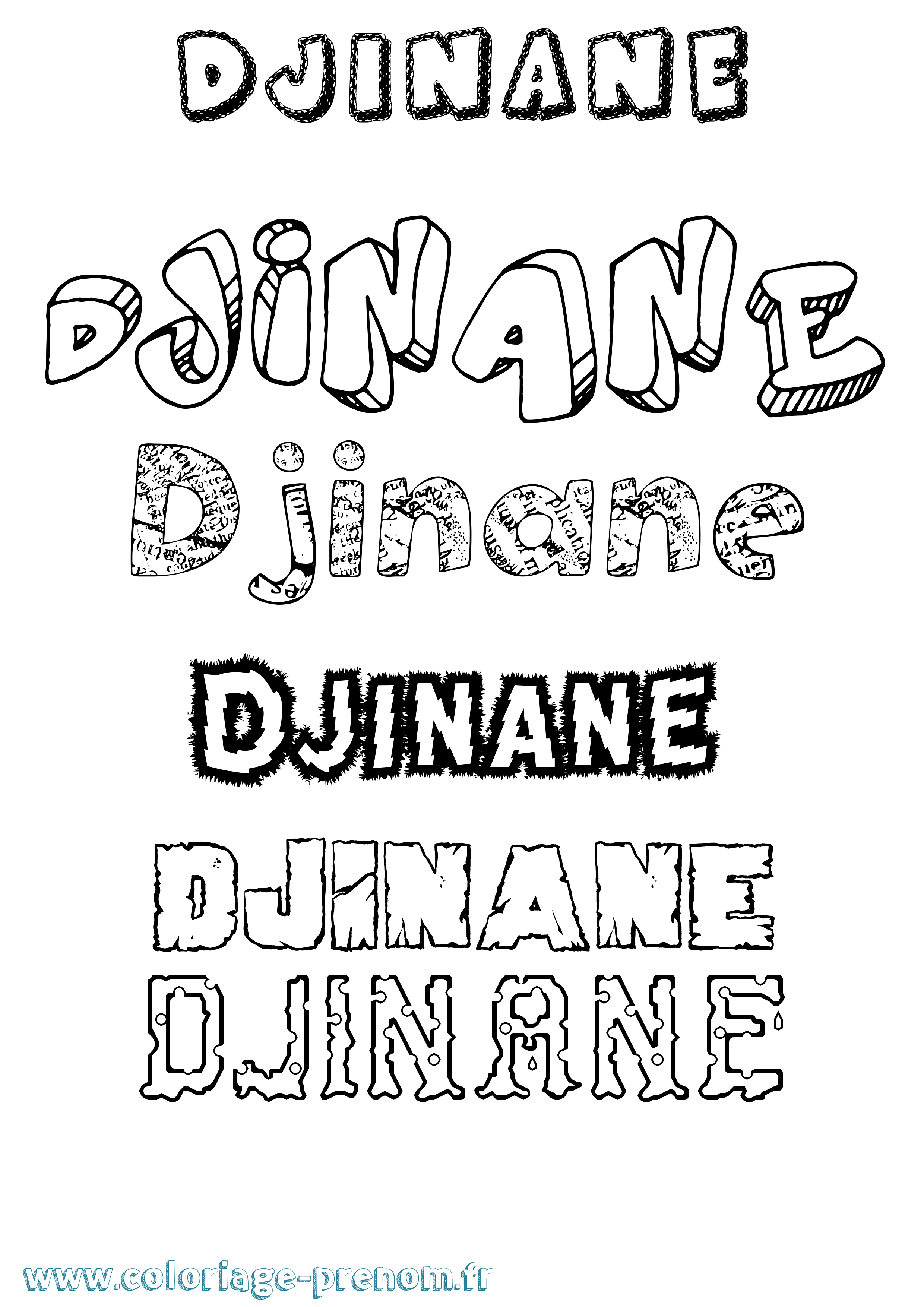 Coloriage prénom Djinane Destructuré