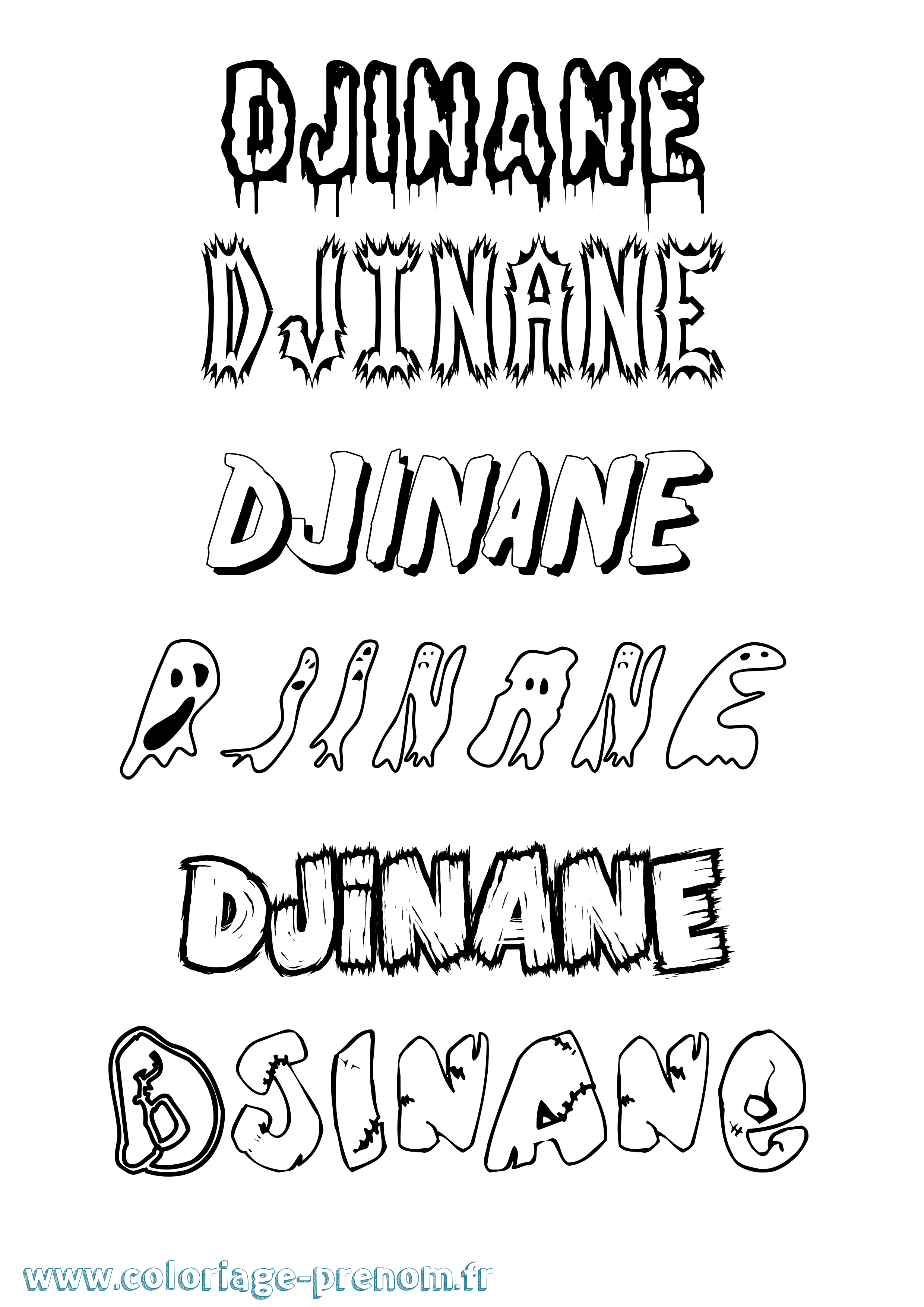 Coloriage prénom Djinane Frisson