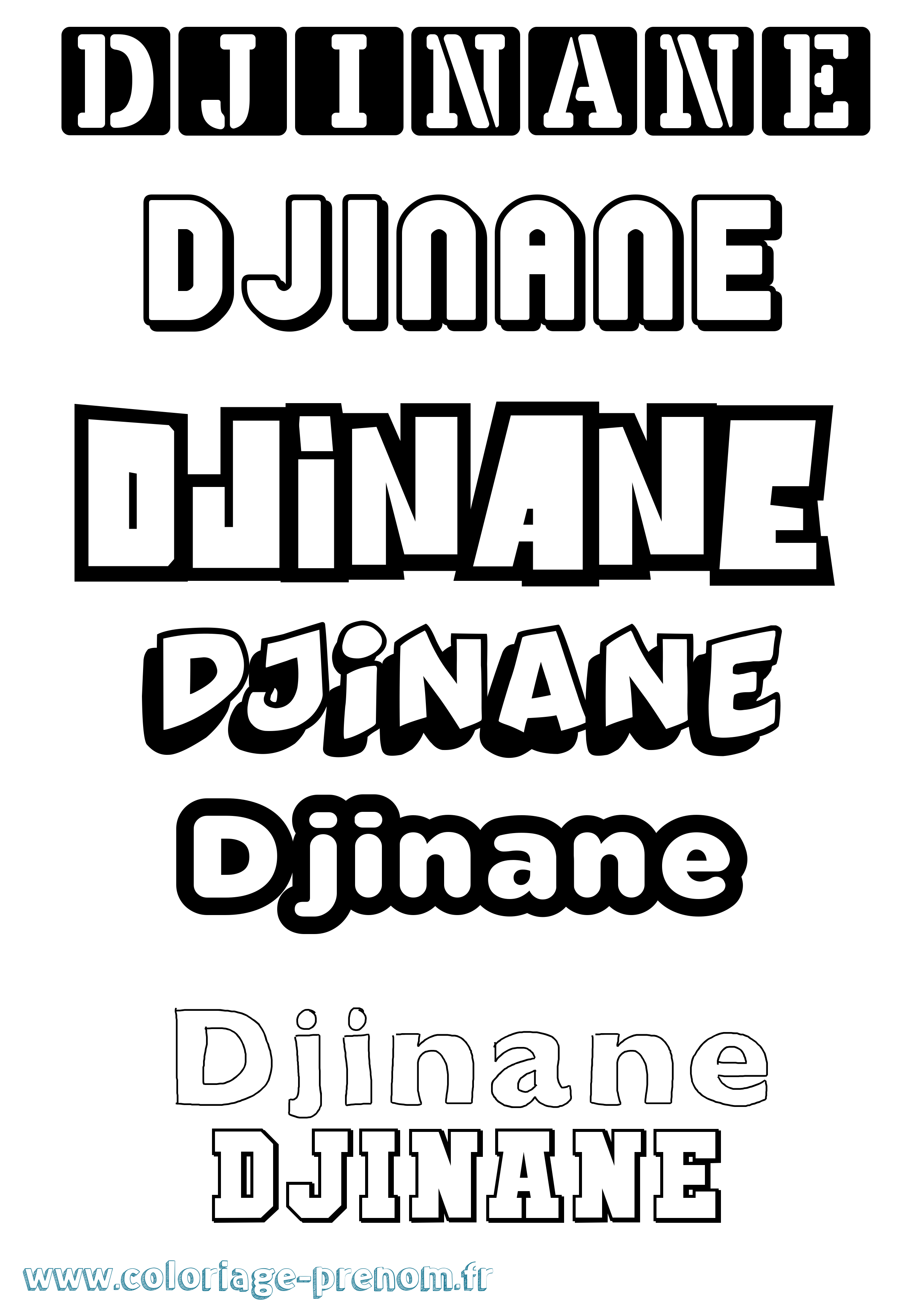 Coloriage prénom Djinane Simple