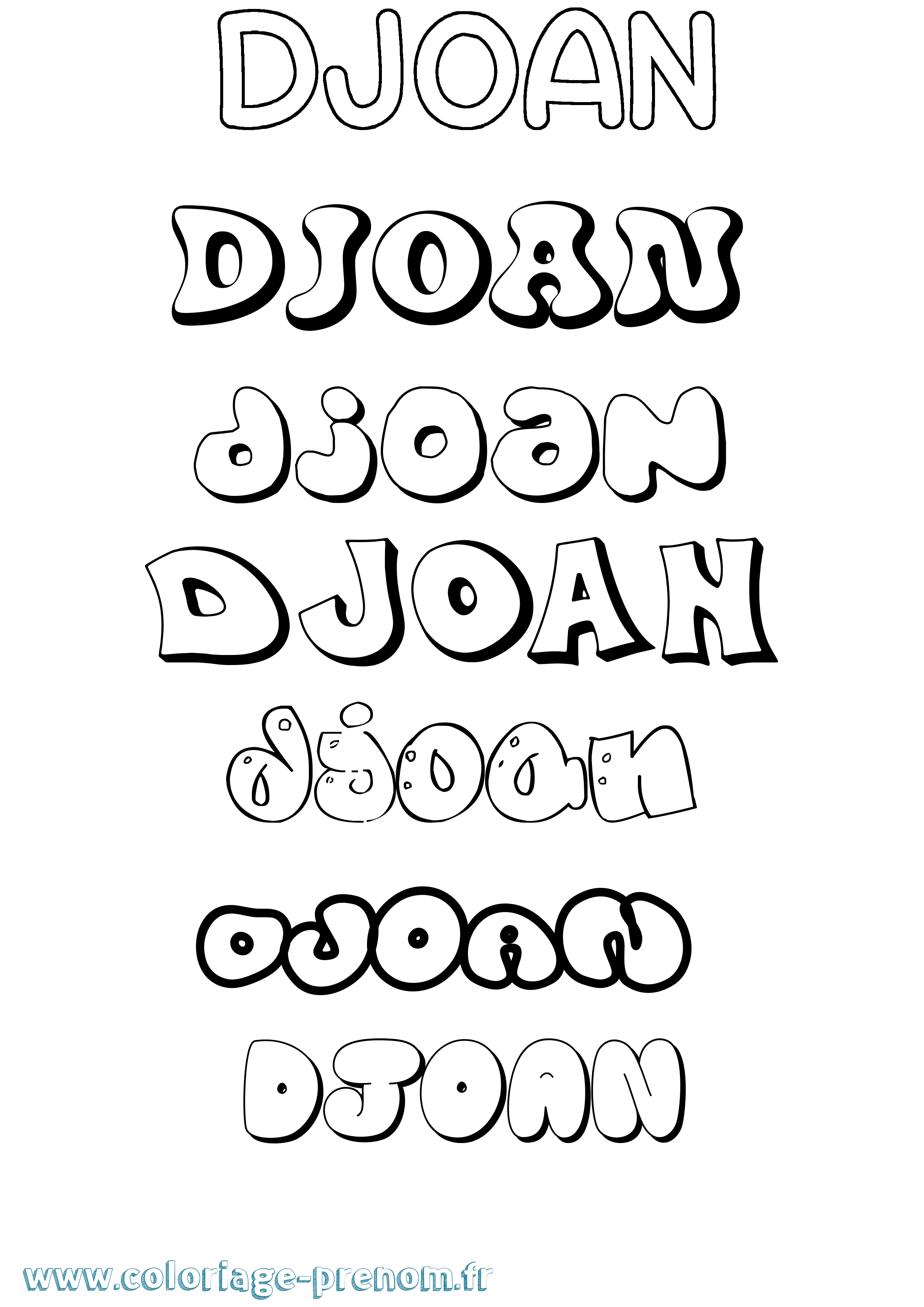 Coloriage prénom Djoan Bubble