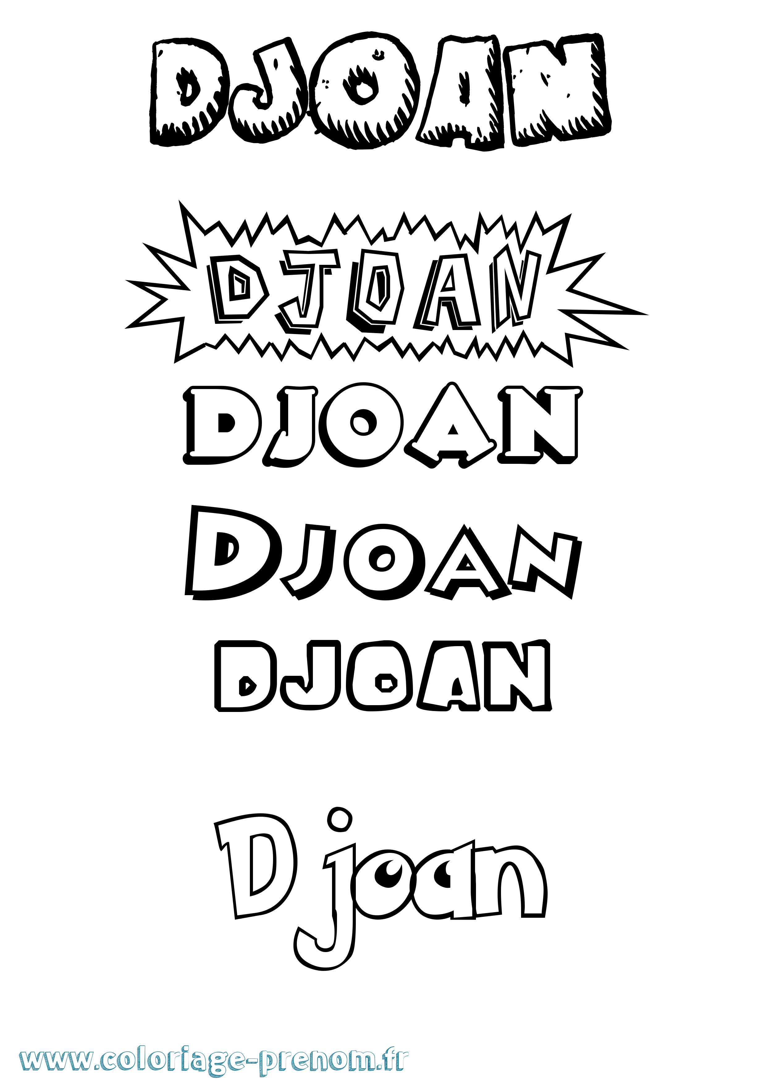 Coloriage prénom Djoan Dessin Animé