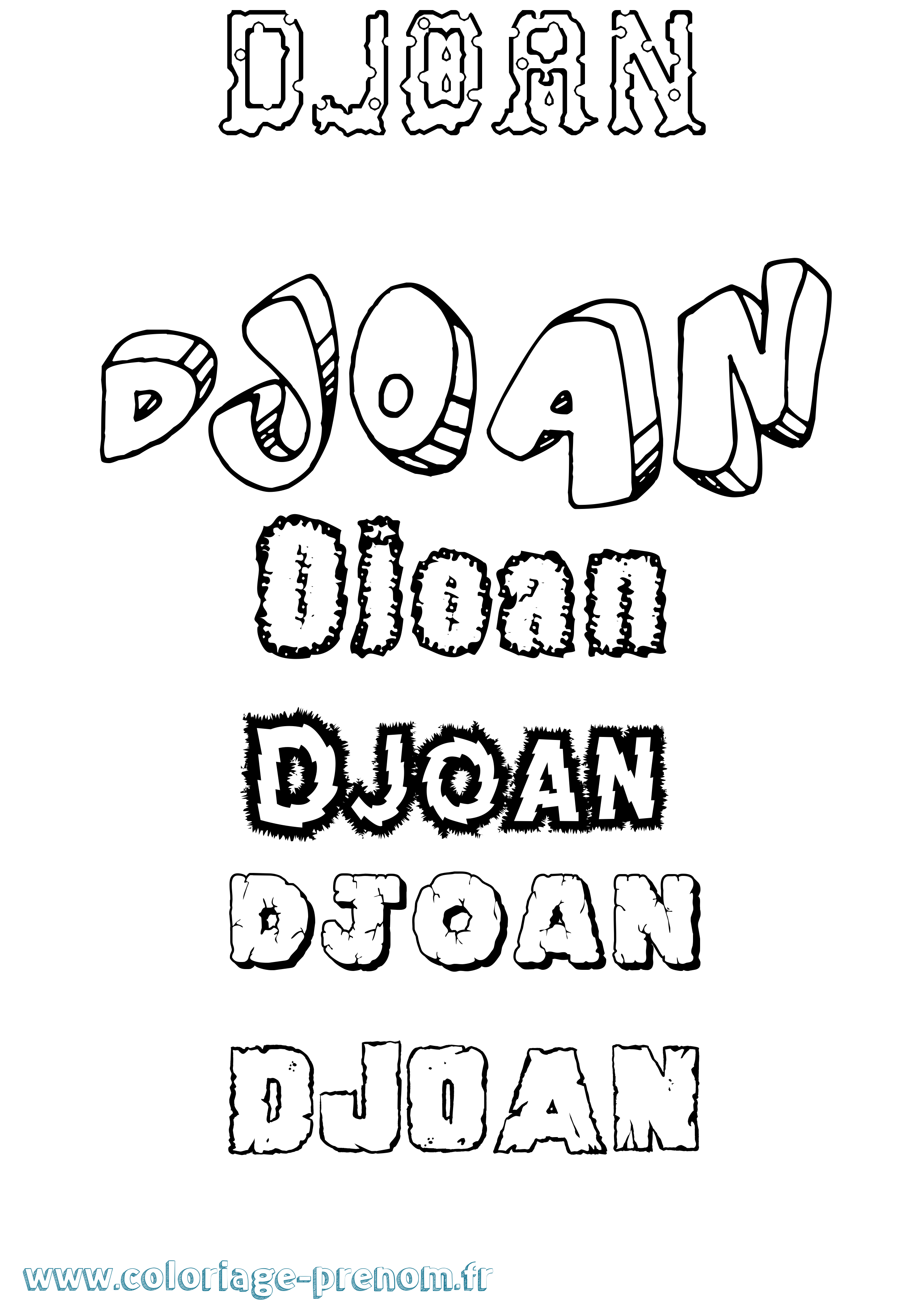 Coloriage prénom Djoan Destructuré