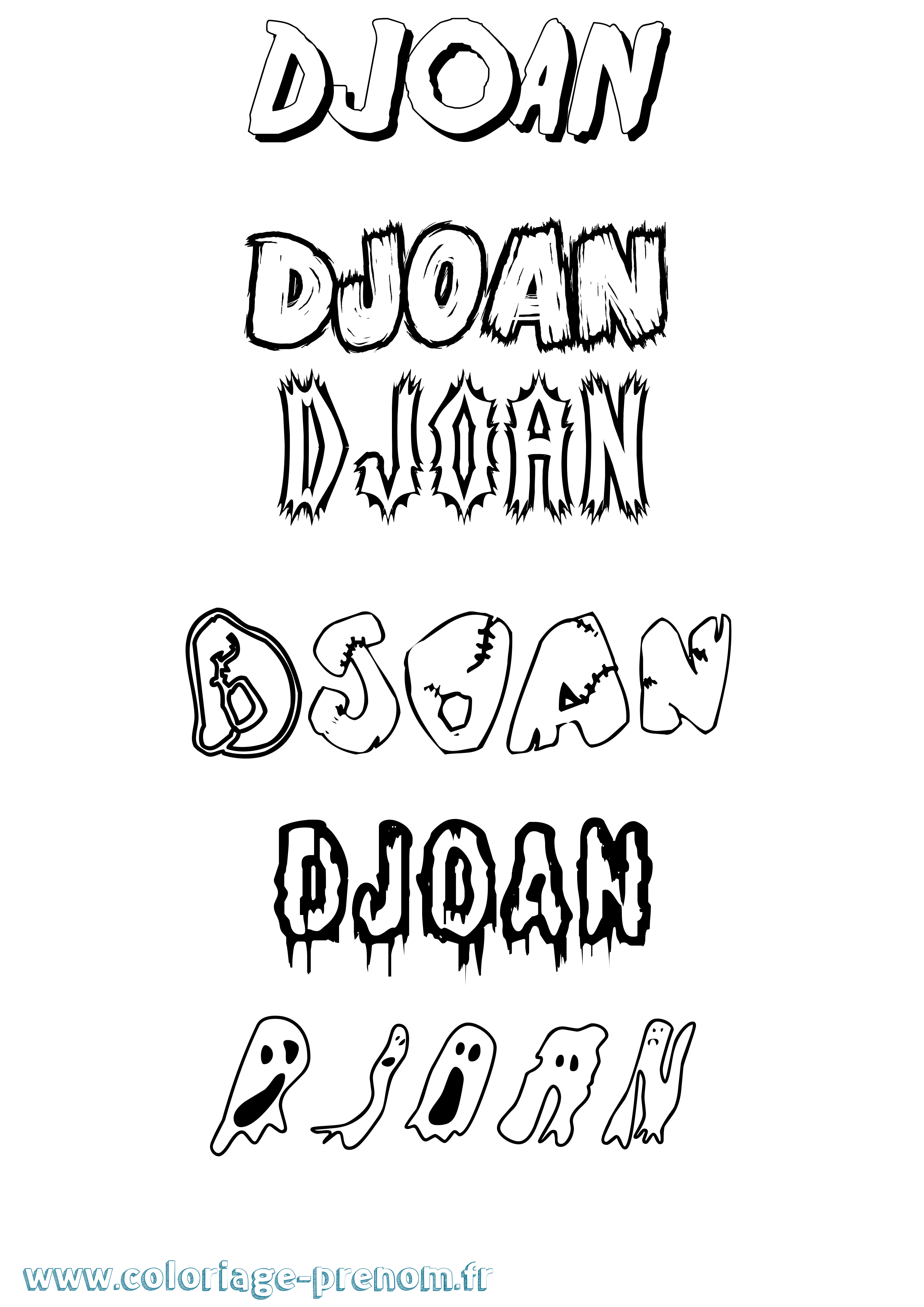 Coloriage prénom Djoan Frisson