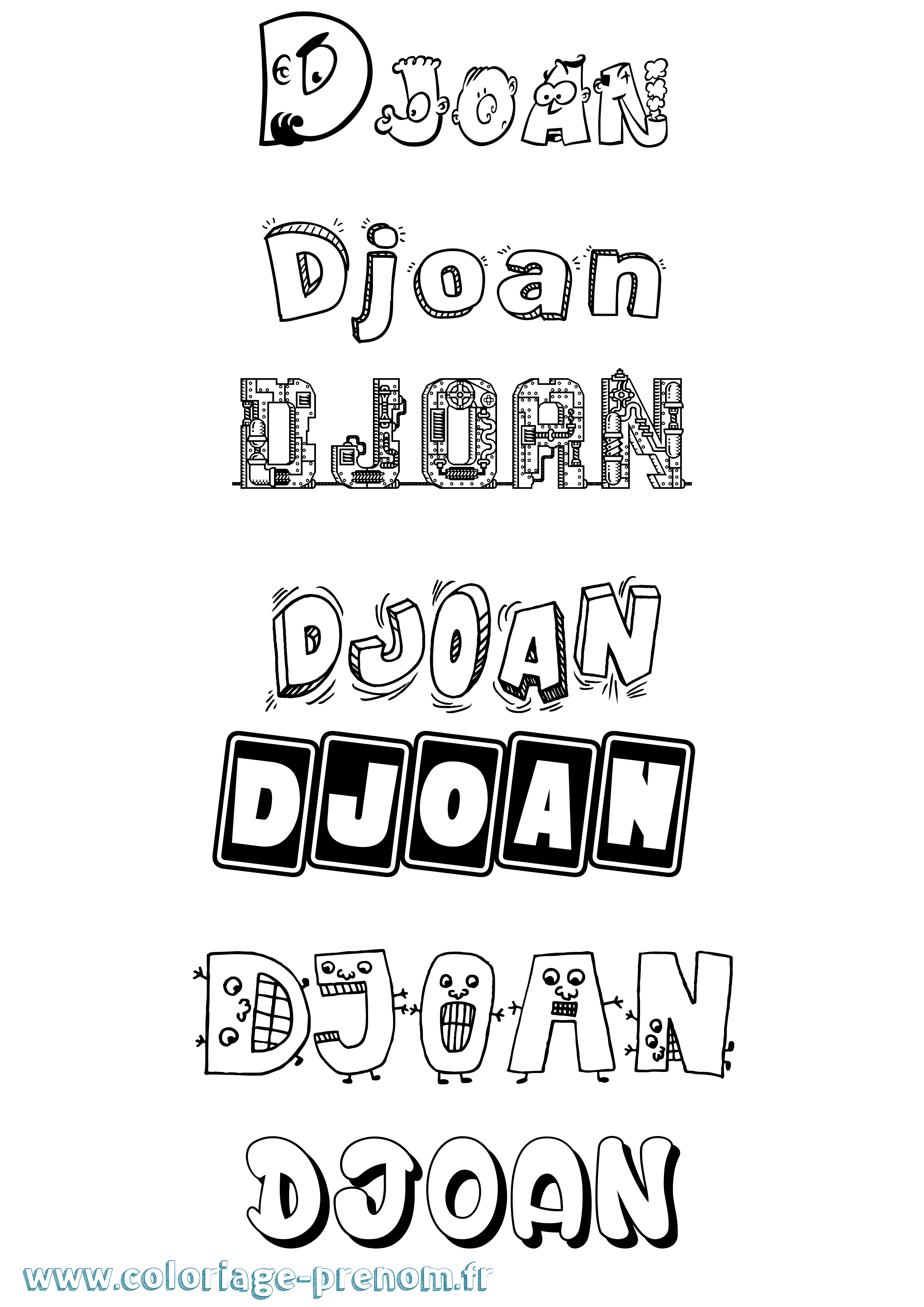 Coloriage prénom Djoan Fun