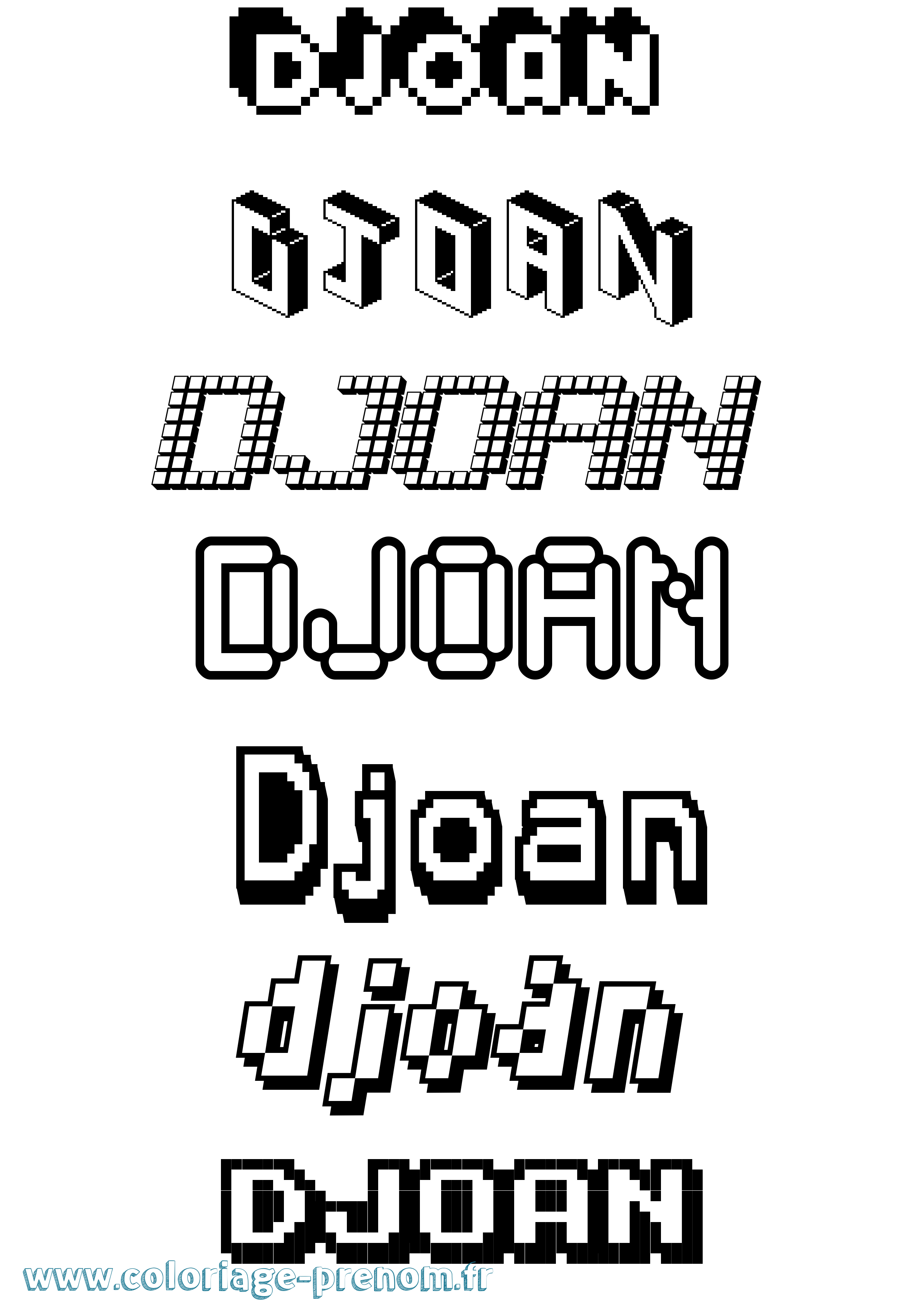 Coloriage prénom Djoan Pixel