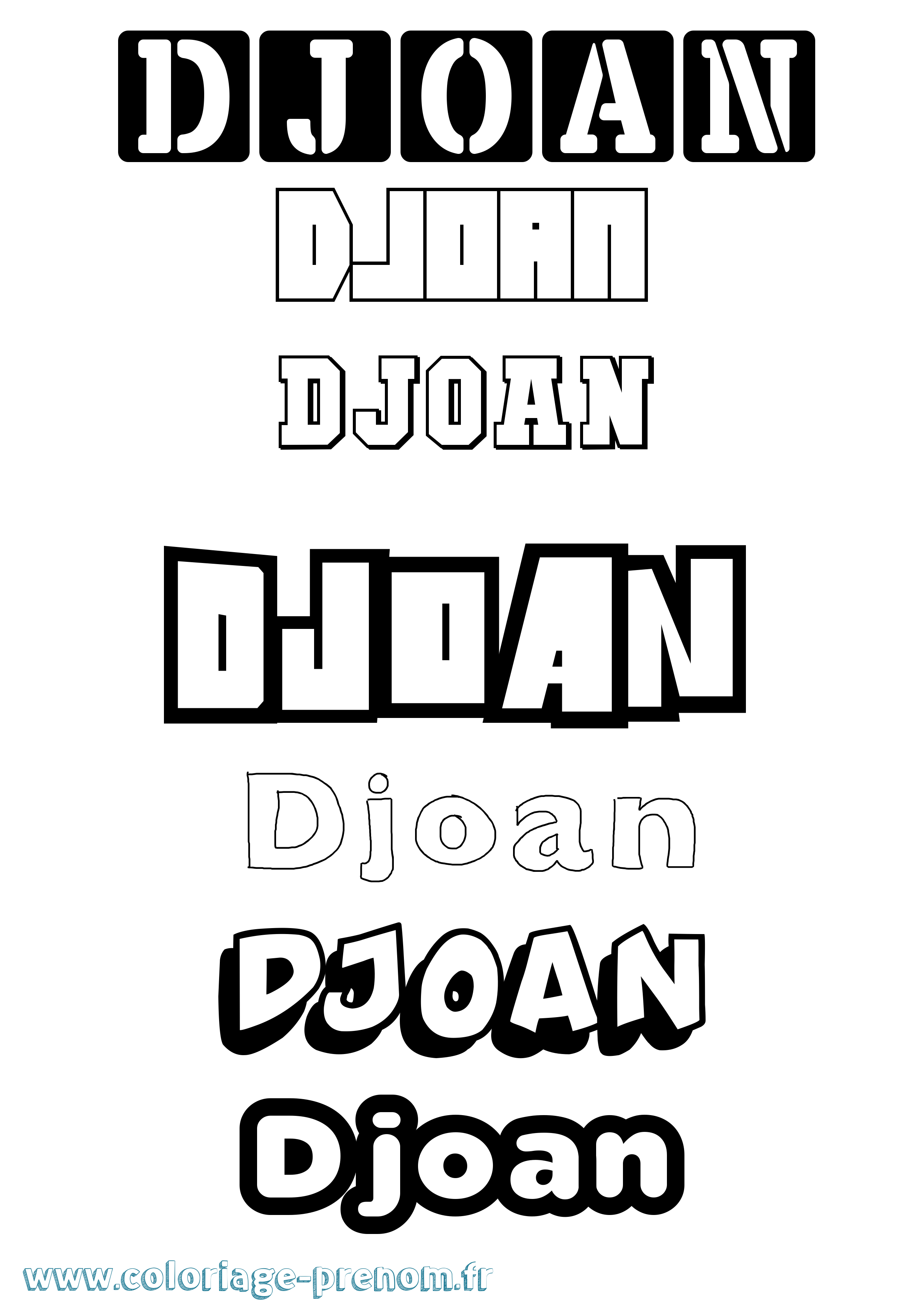 Coloriage prénom Djoan Simple
