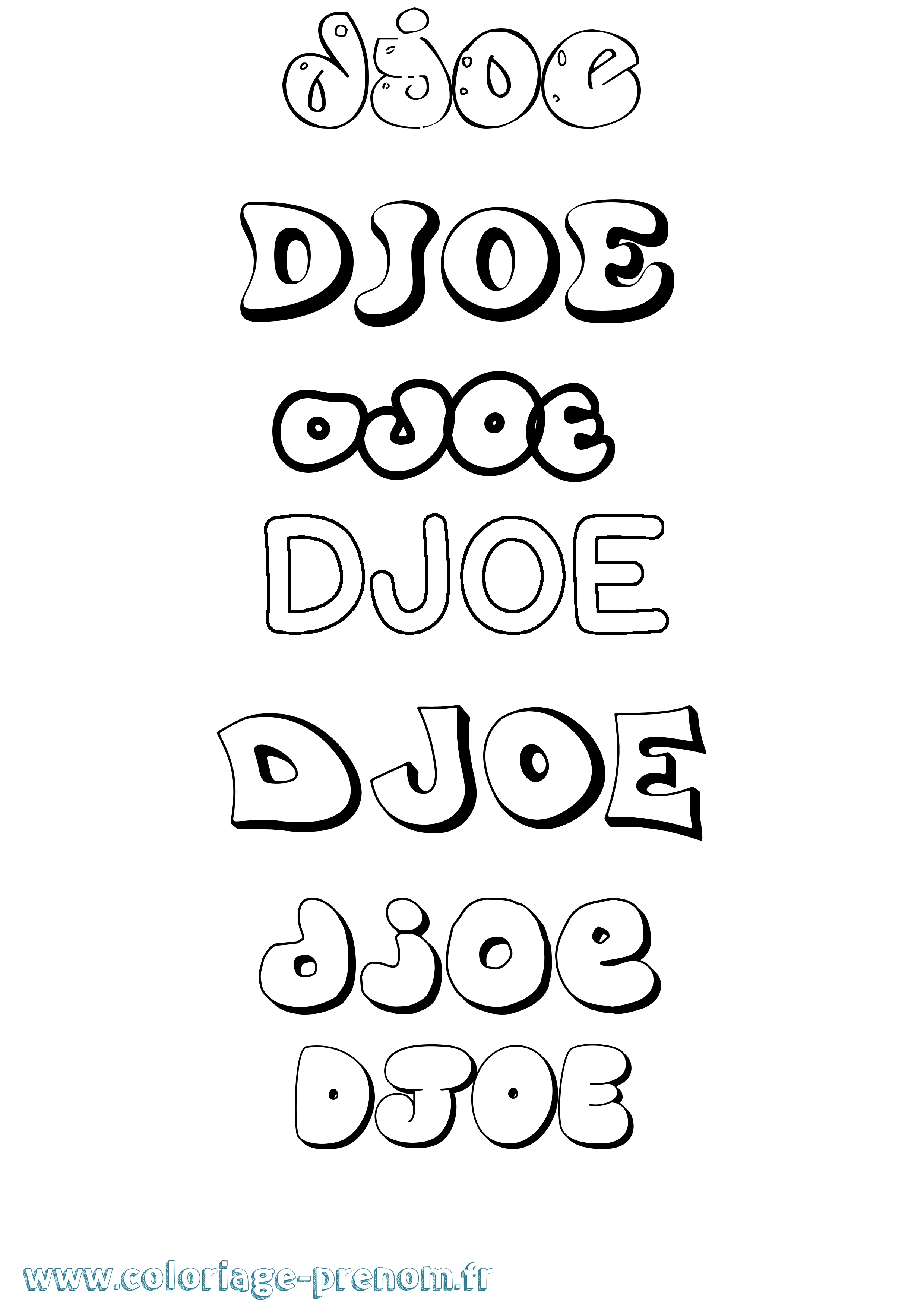 Coloriage prénom Djoe Bubble