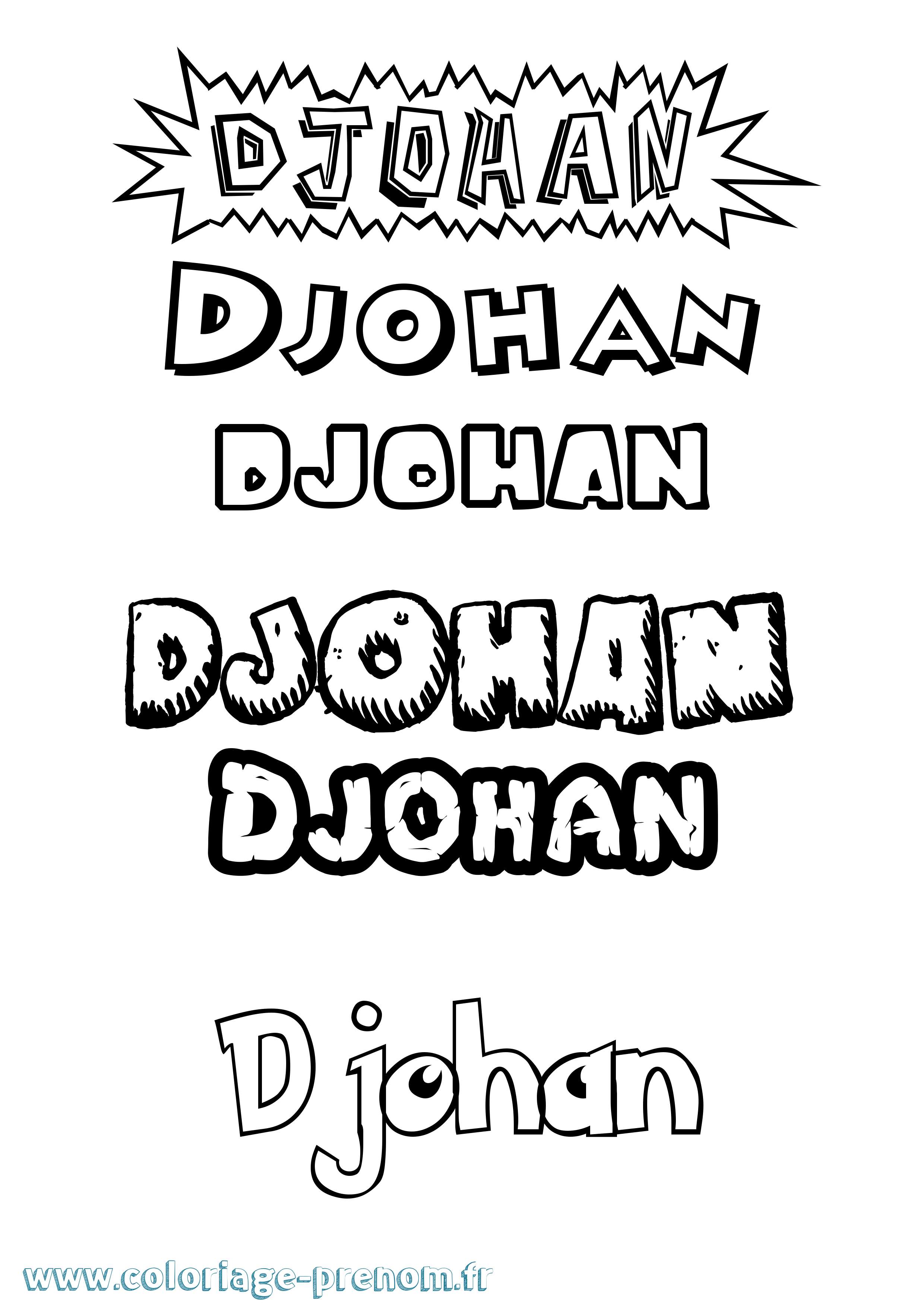 Coloriage prénom Djohan Dessin Animé