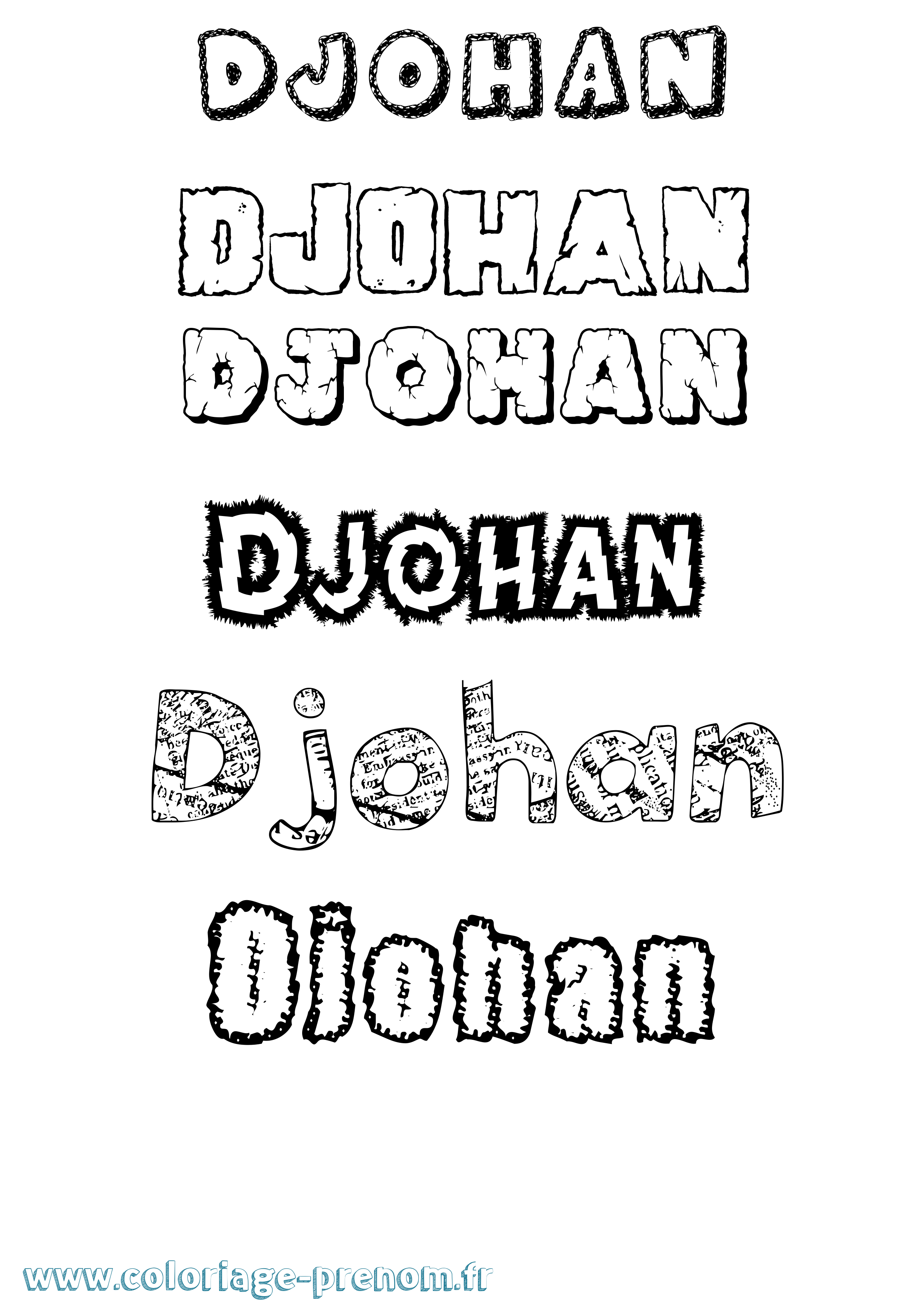 Coloriage prénom Djohan Destructuré
