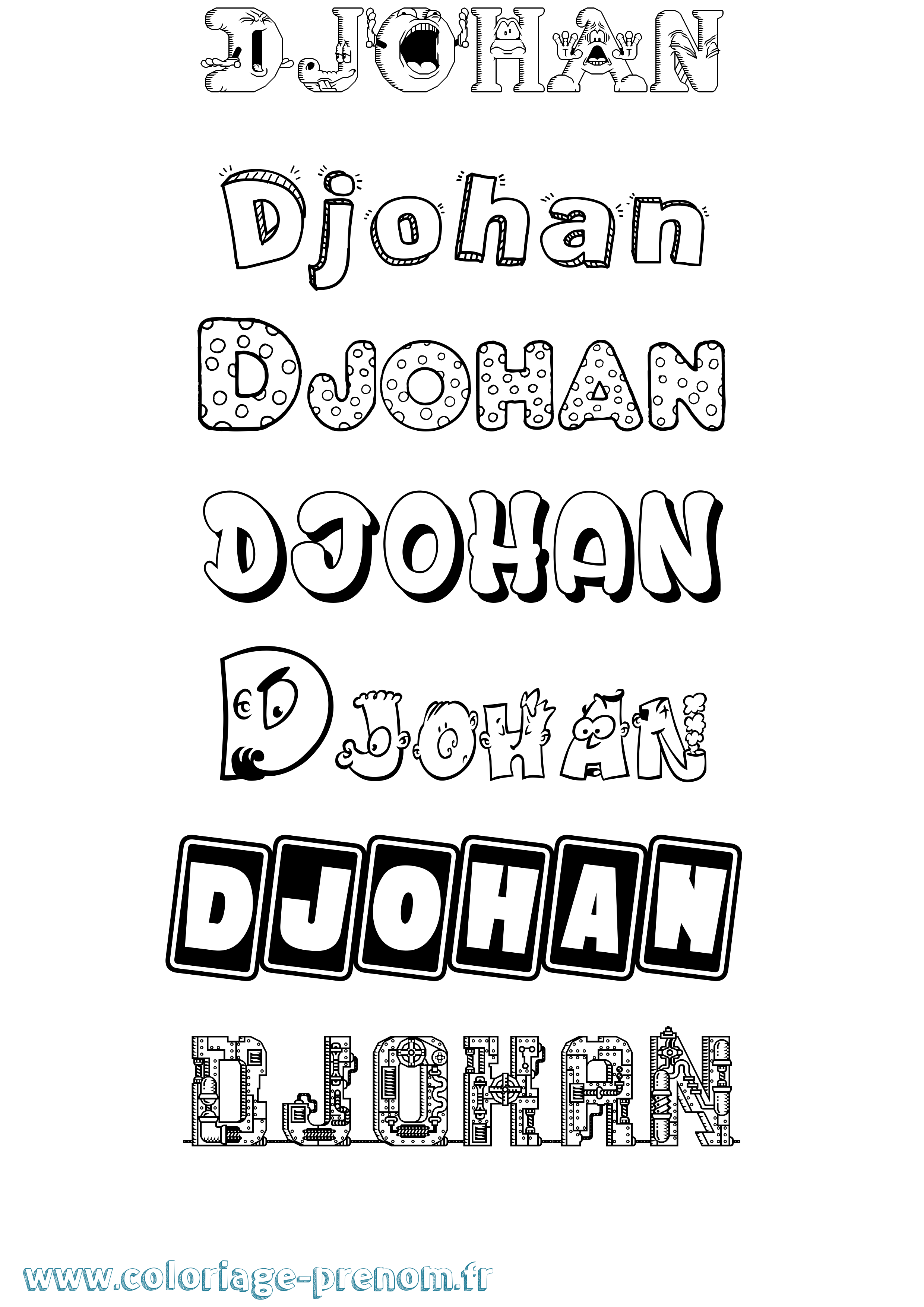 Coloriage prénom Djohan Fun