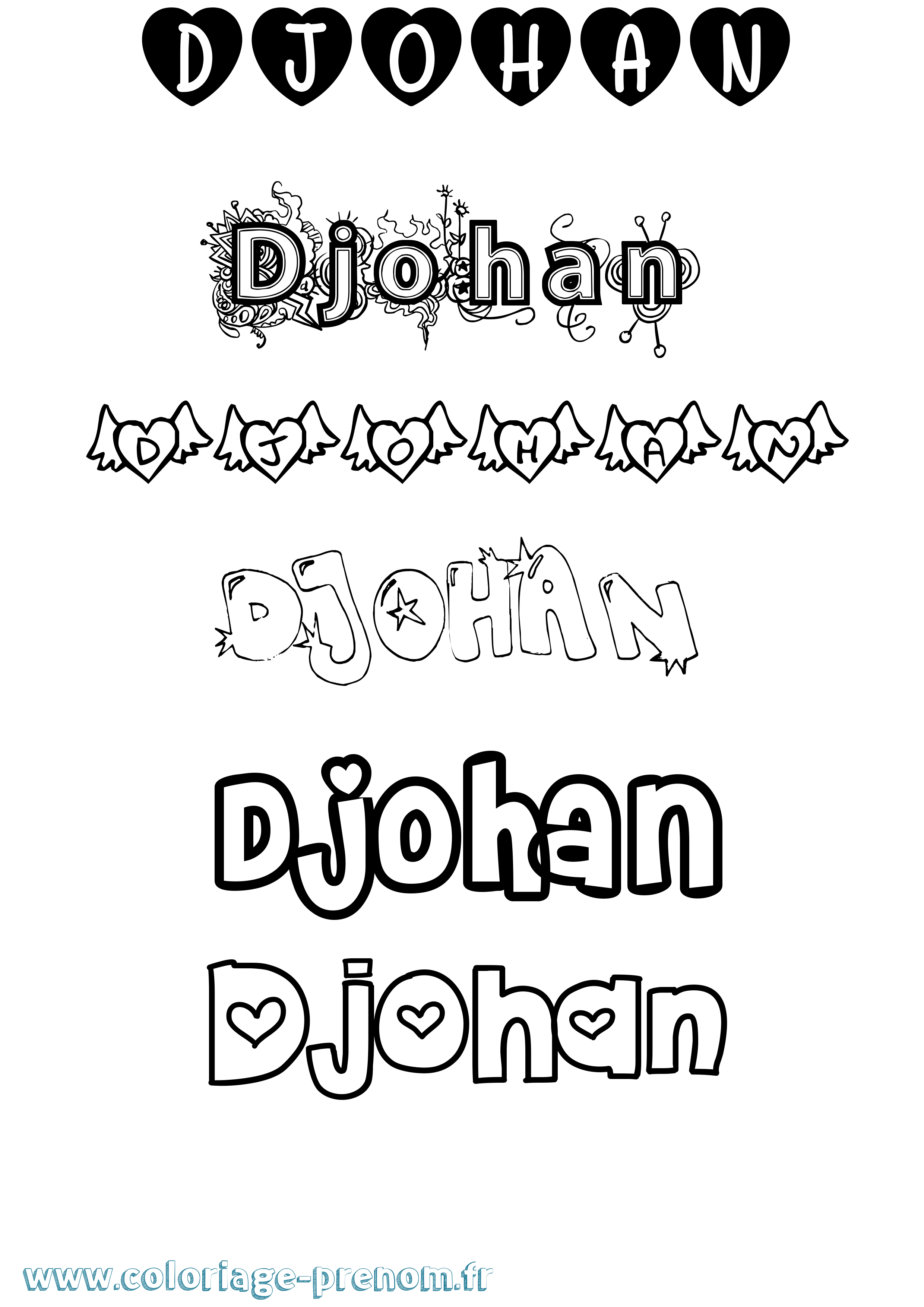 Coloriage prénom Djohan Girly