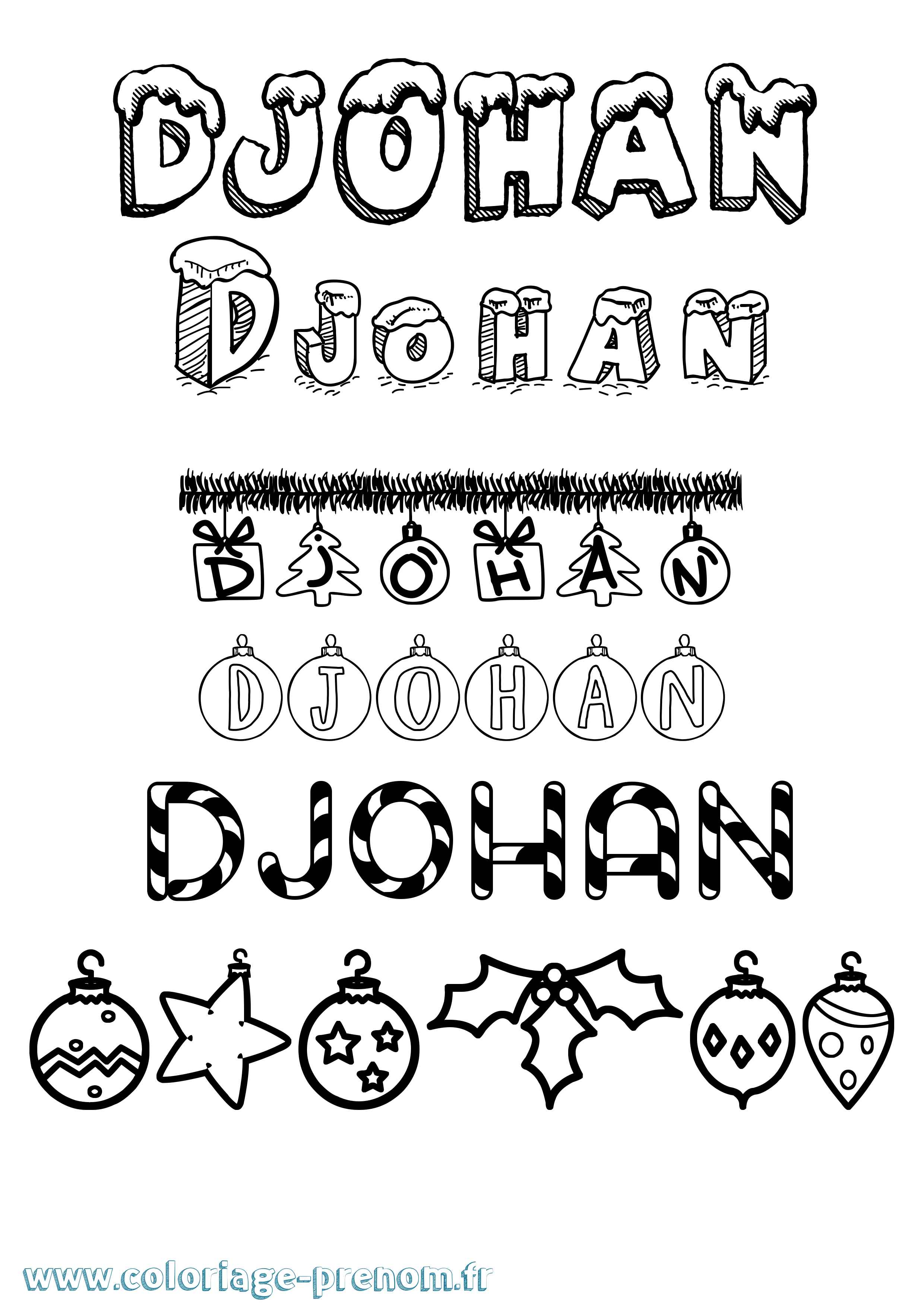 Coloriage prénom Djohan Noël