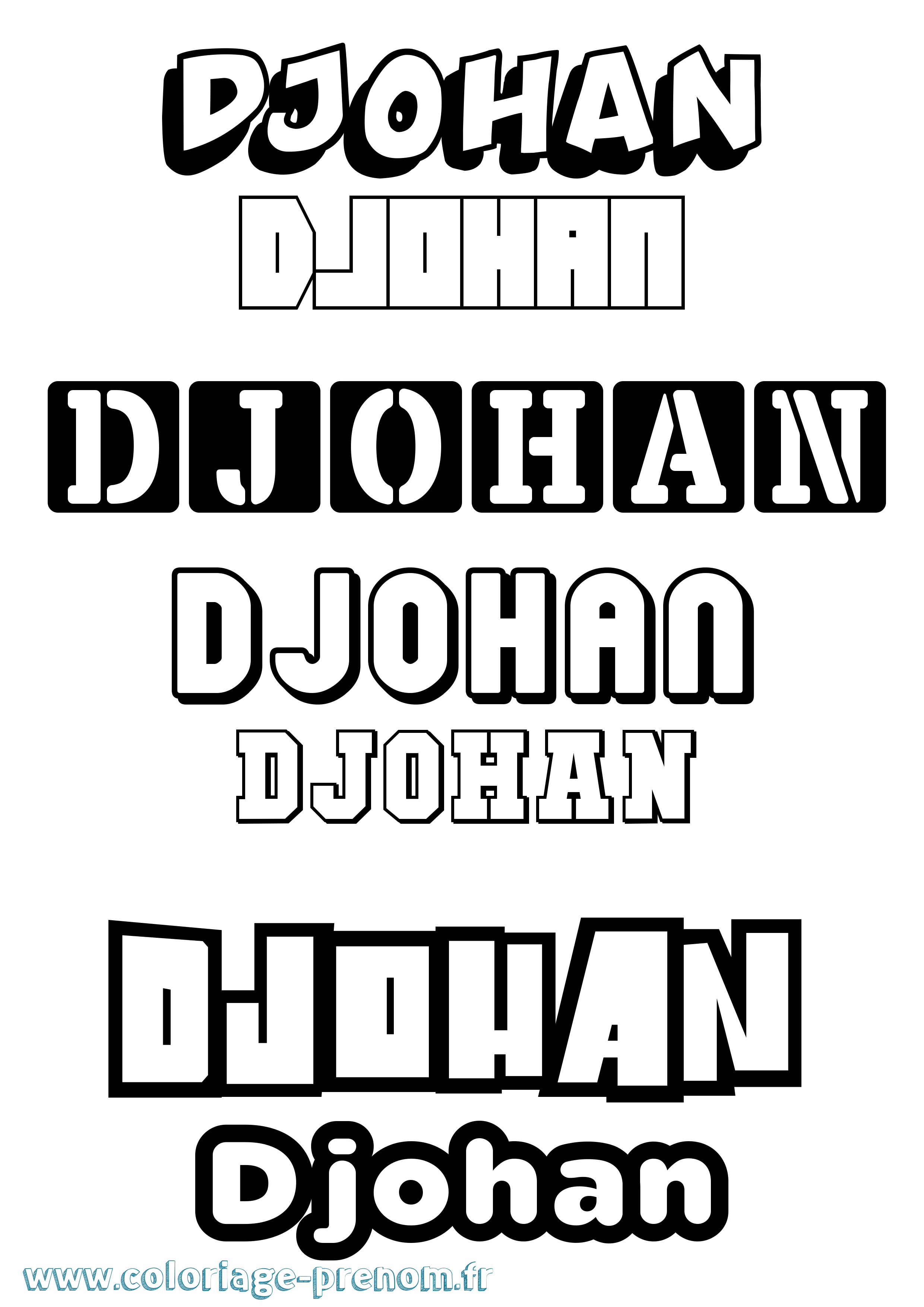 Coloriage prénom Djohan Simple