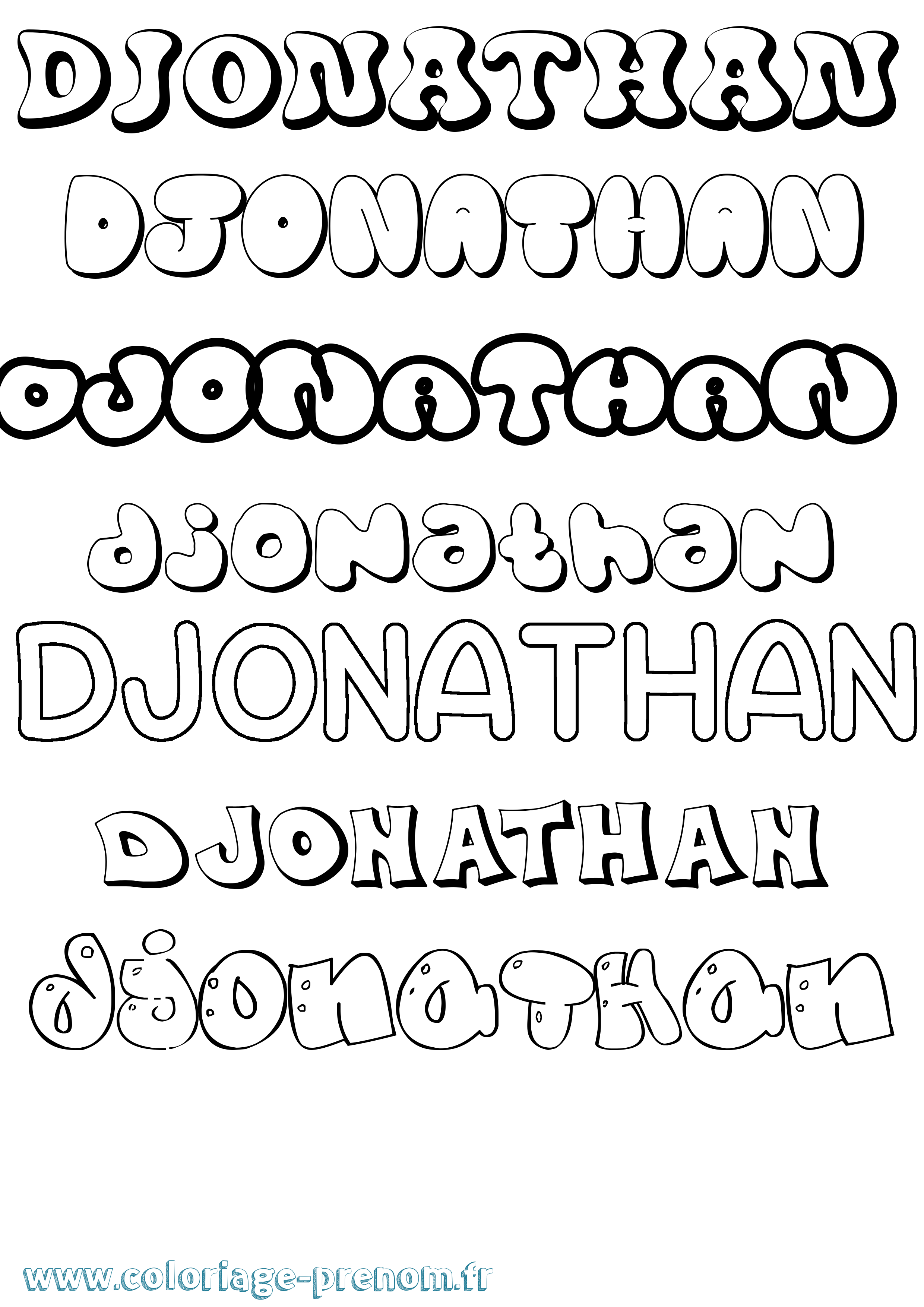 Coloriage prénom Djonathan Bubble