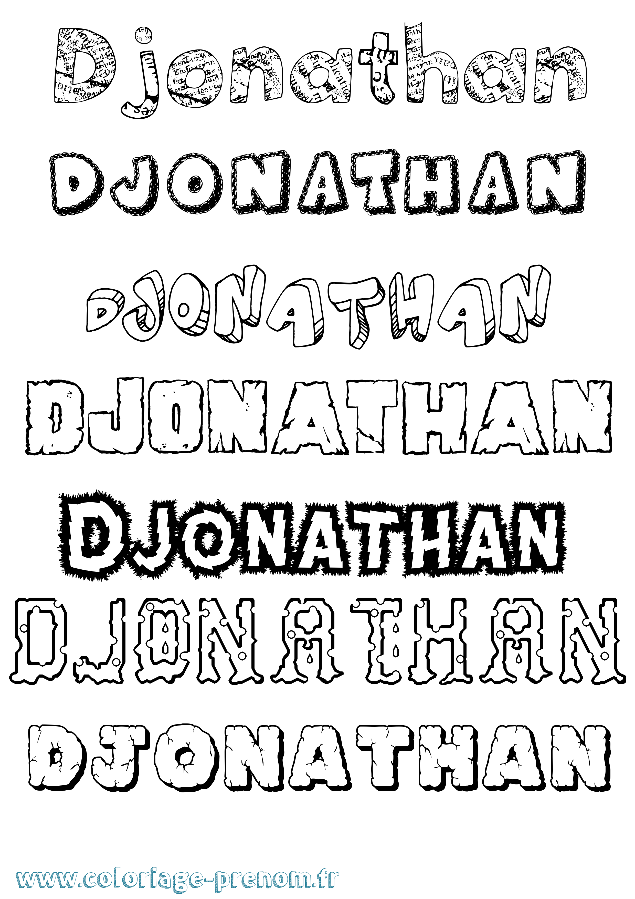 Coloriage prénom Djonathan Destructuré