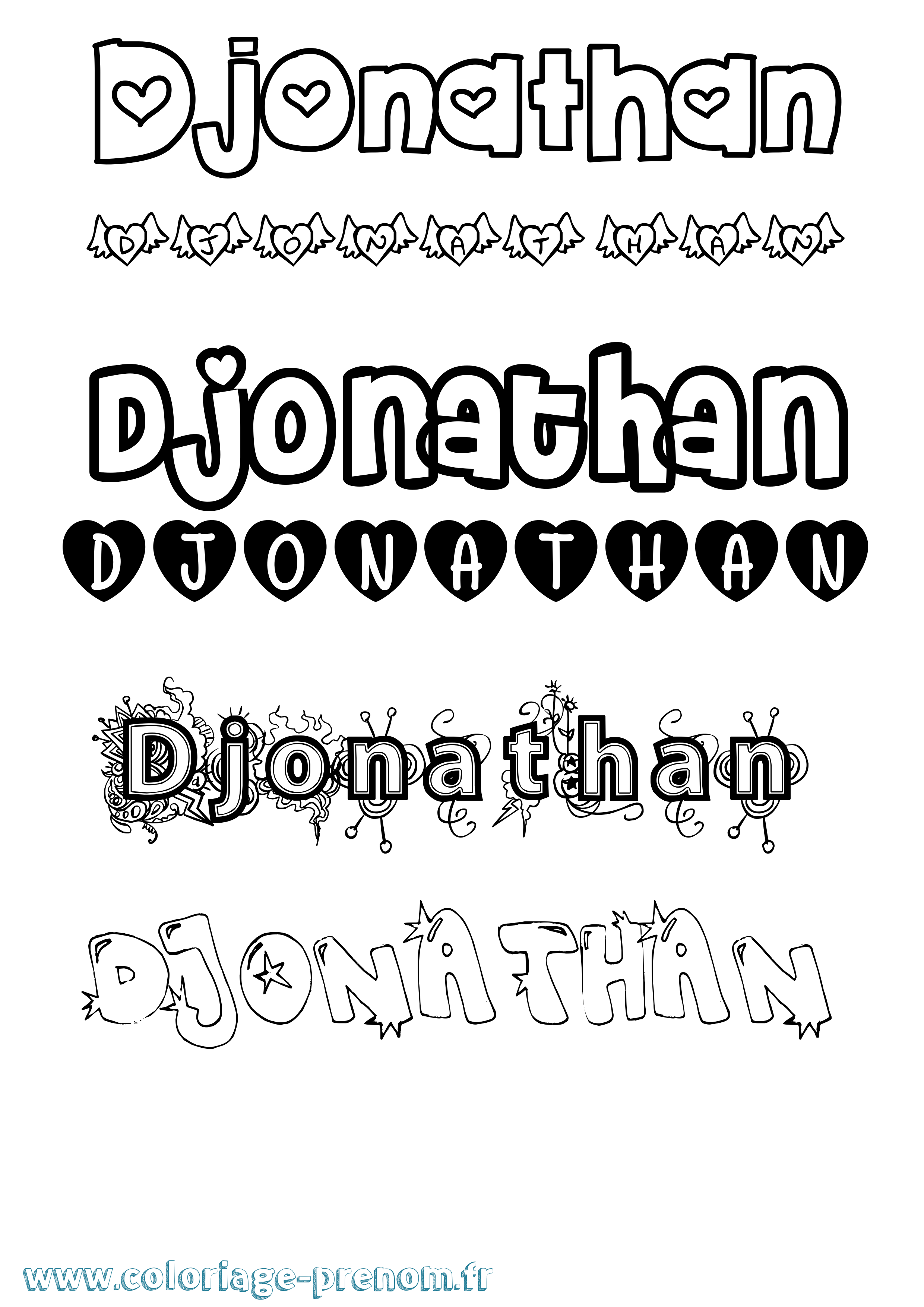 Coloriage prénom Djonathan Girly