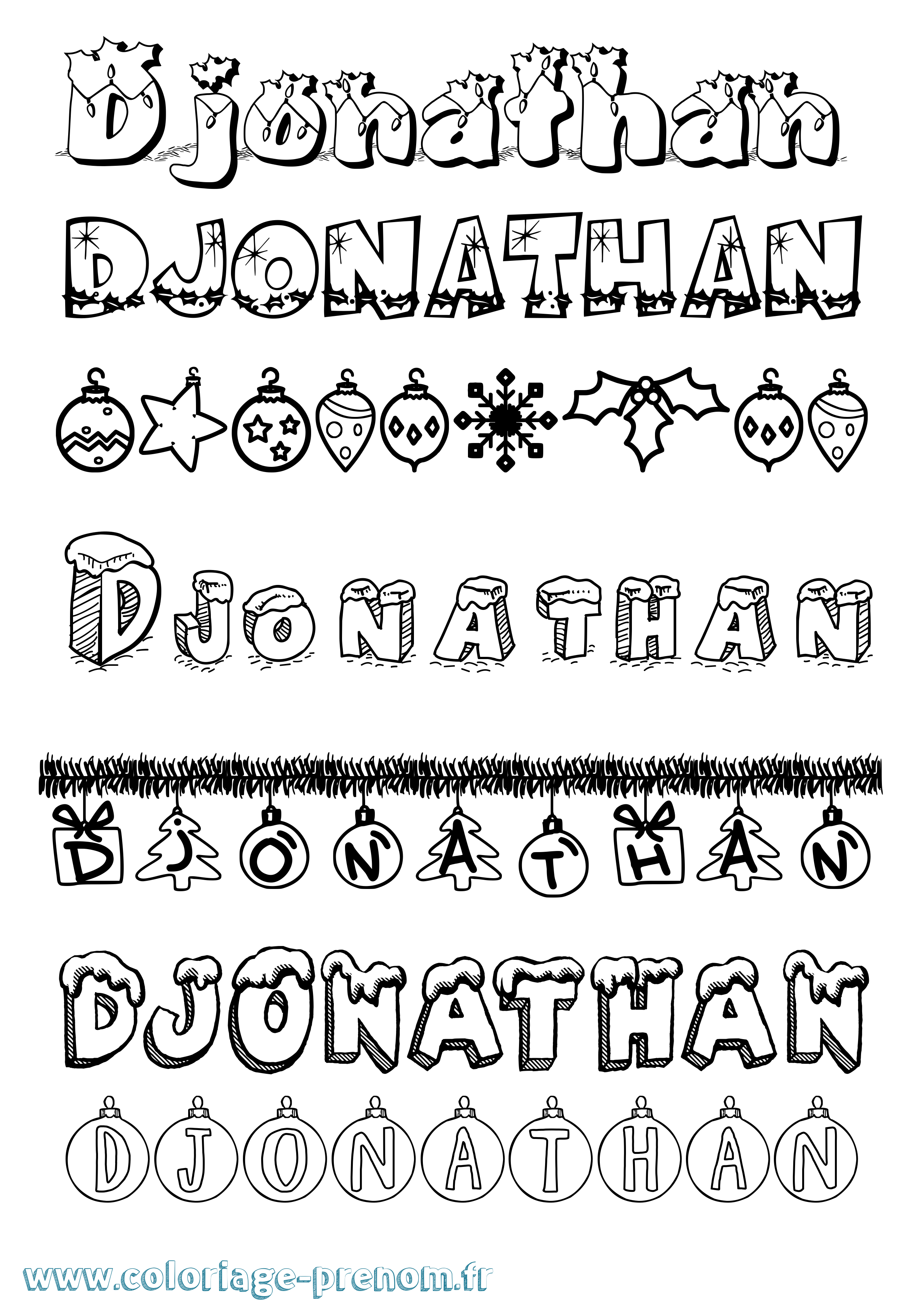 Coloriage prénom Djonathan Noël