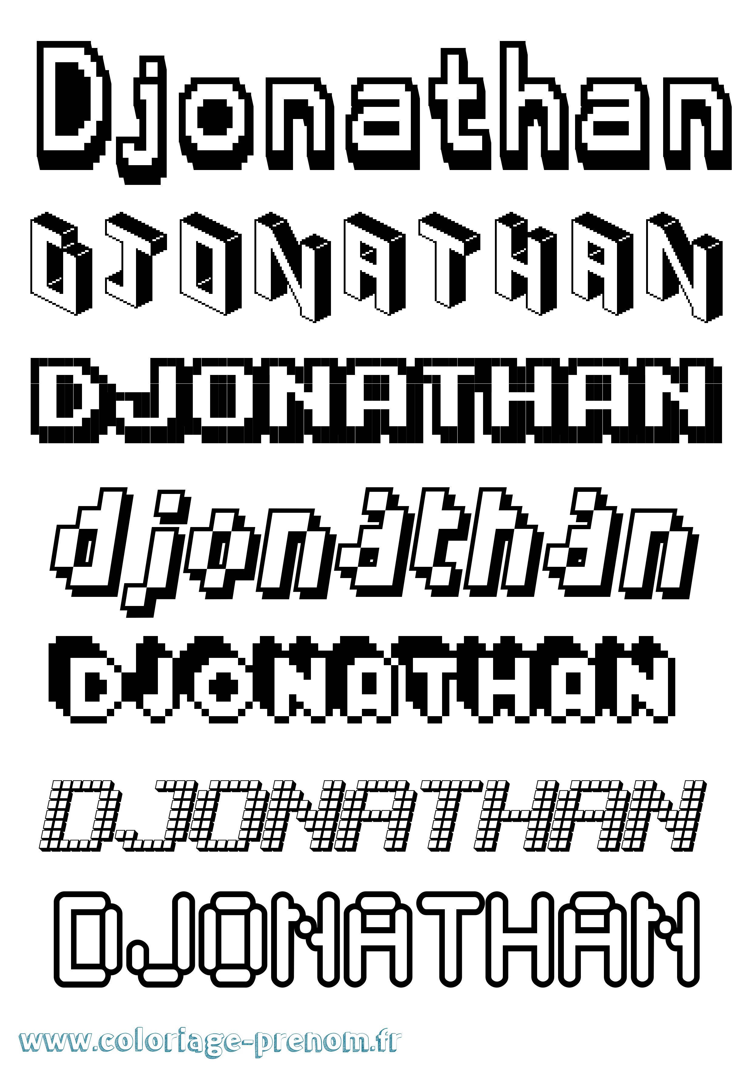 Coloriage prénom Djonathan Pixel