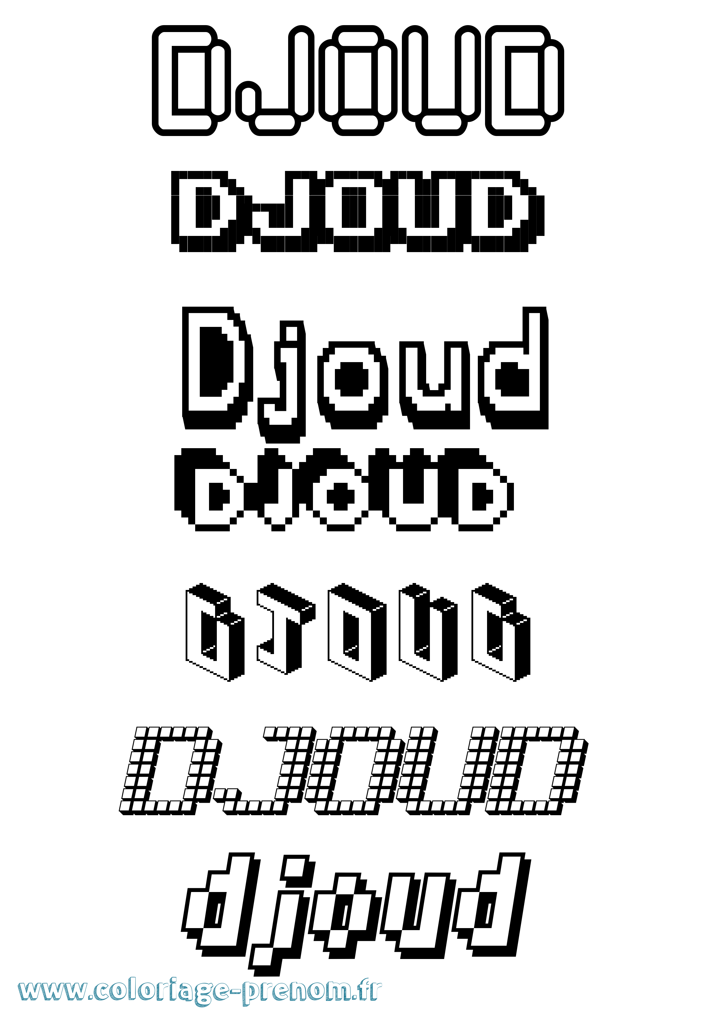 Coloriage prénom Djoud Pixel
