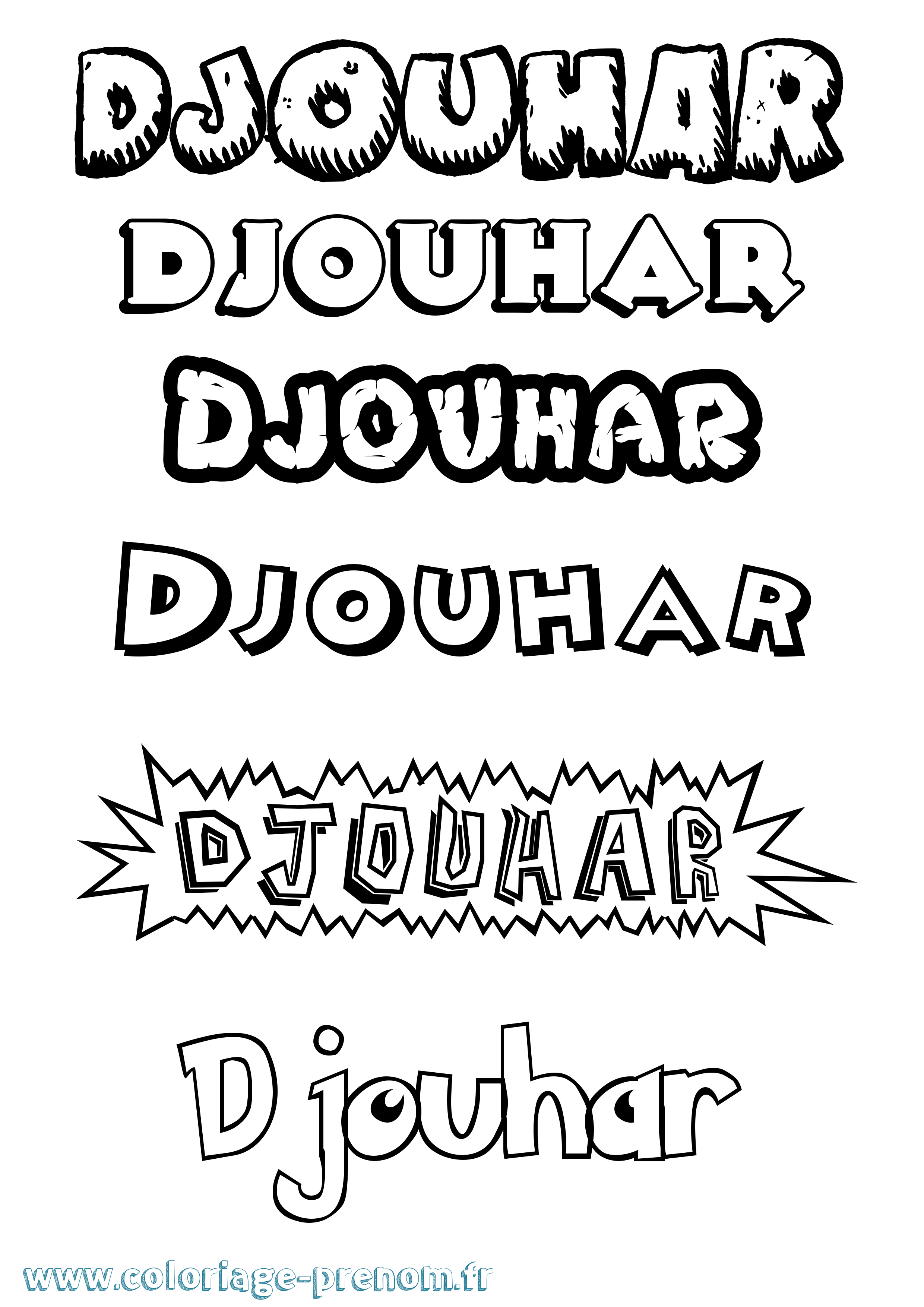 Coloriage prénom Djouhar Dessin Animé