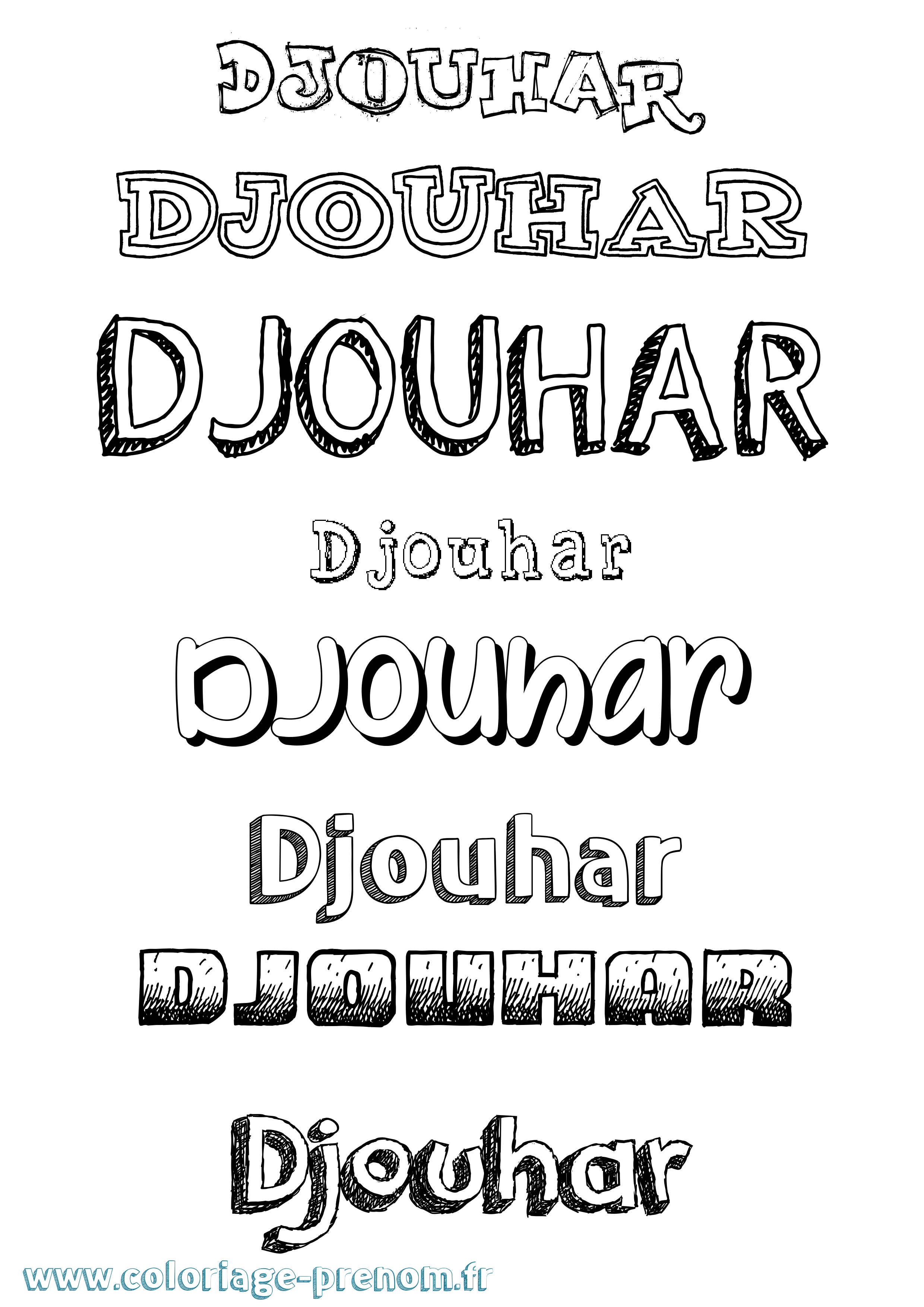 Coloriage prénom Djouhar Dessiné