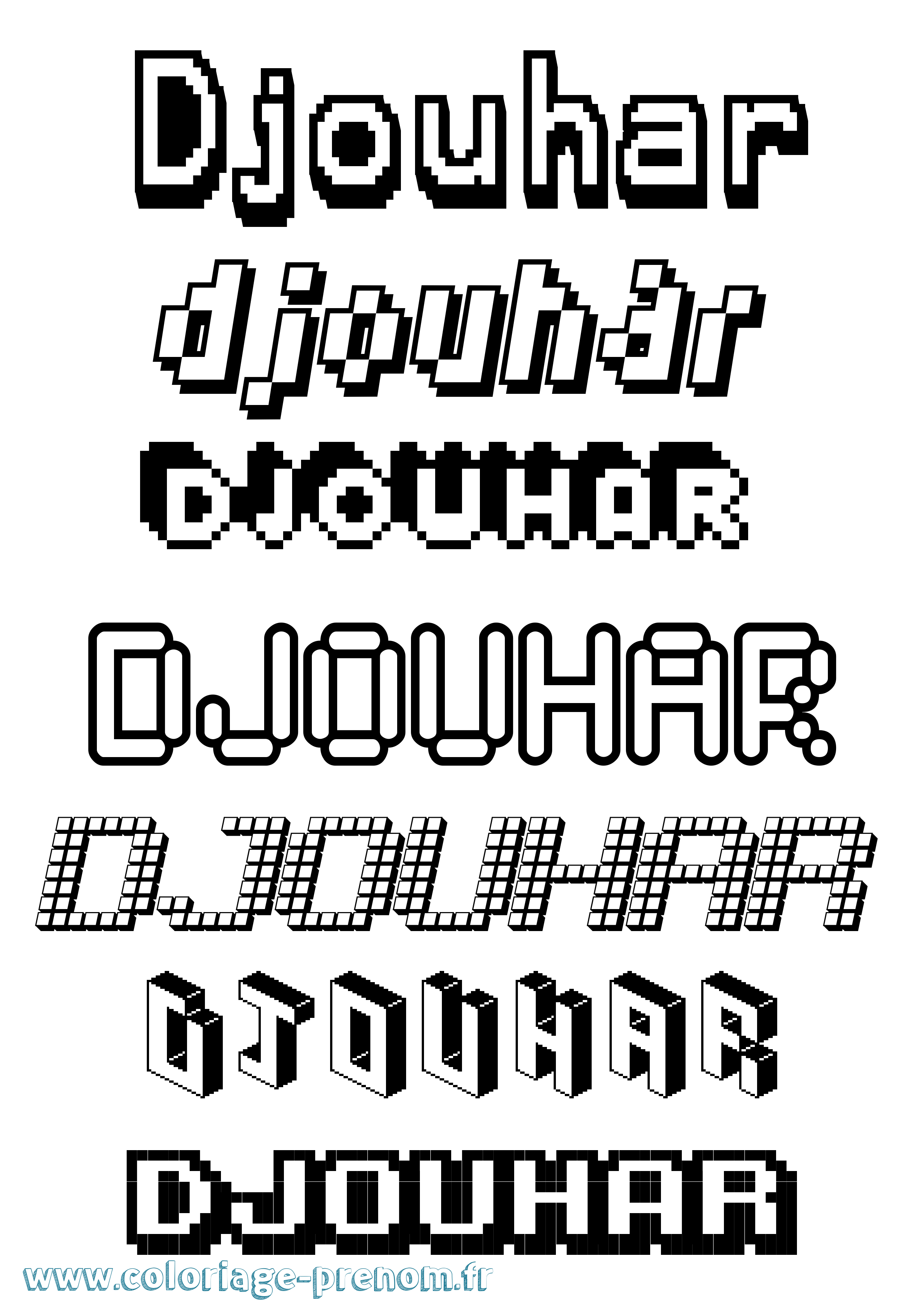 Coloriage prénom Djouhar Pixel