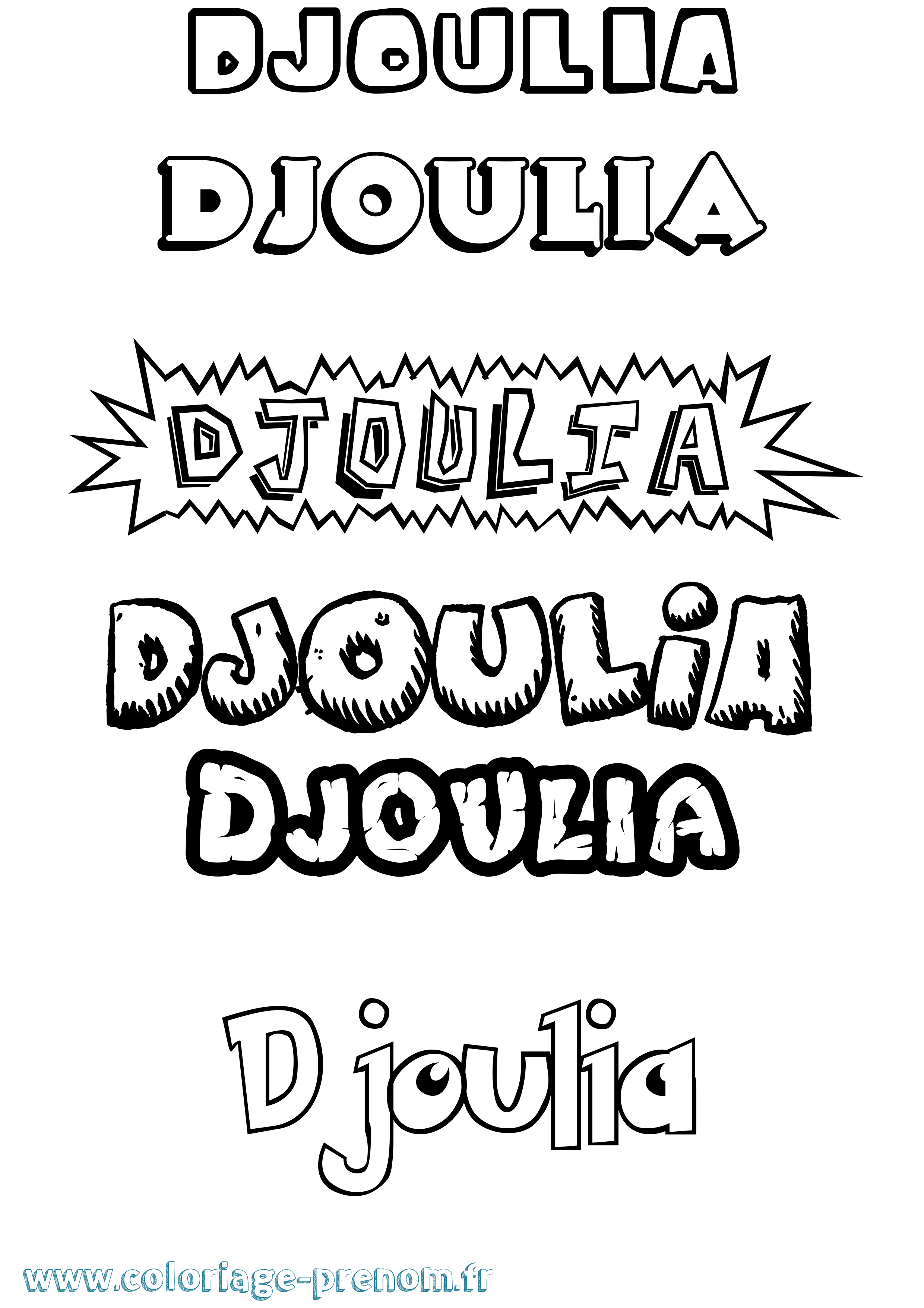 Coloriage Djoulia Dessin Animé Coloriage prénom Djoulia Dessin Animé