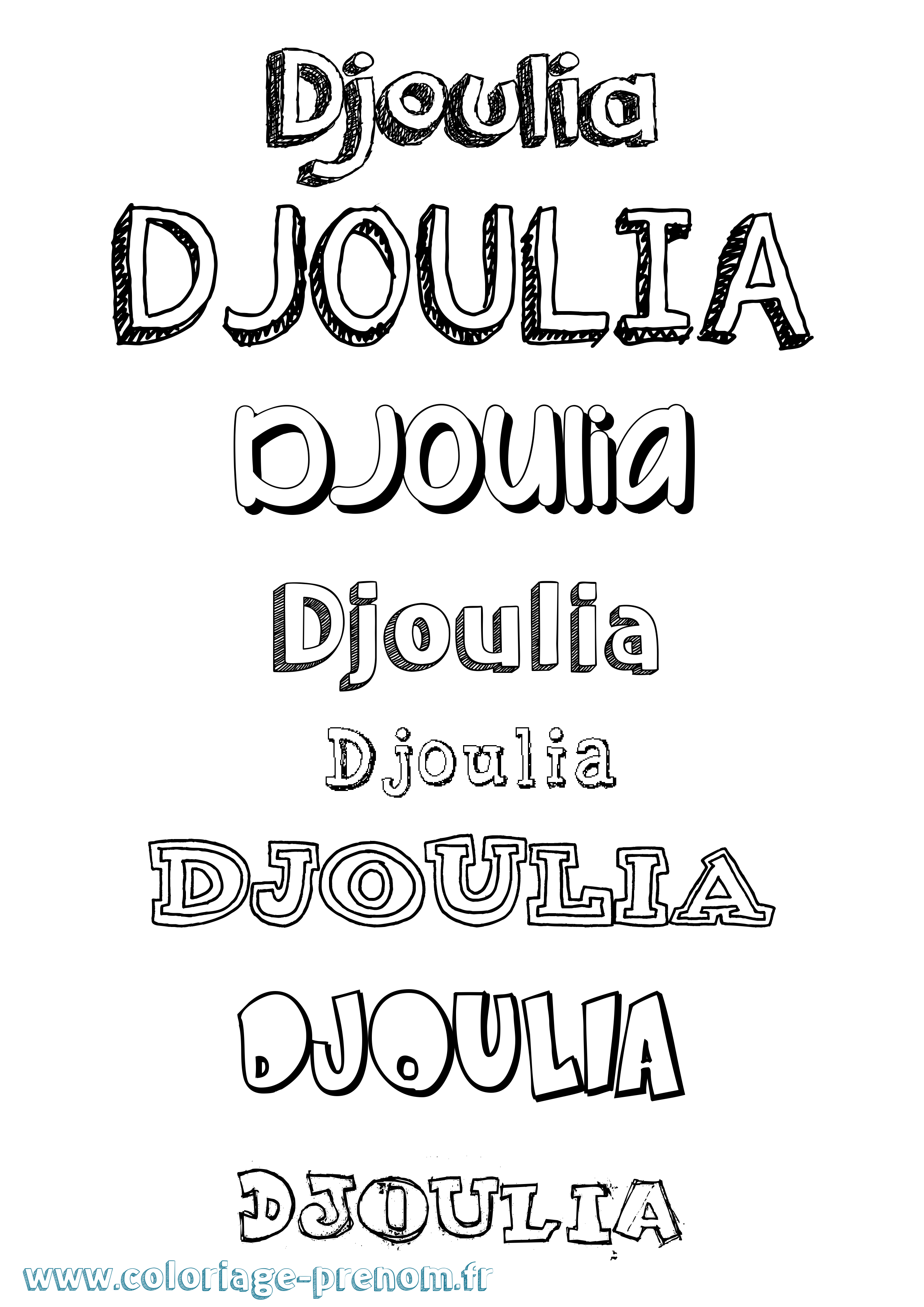 Coloriage Djoulia Dessiné Coloriage prénom Djoulia Dessiné