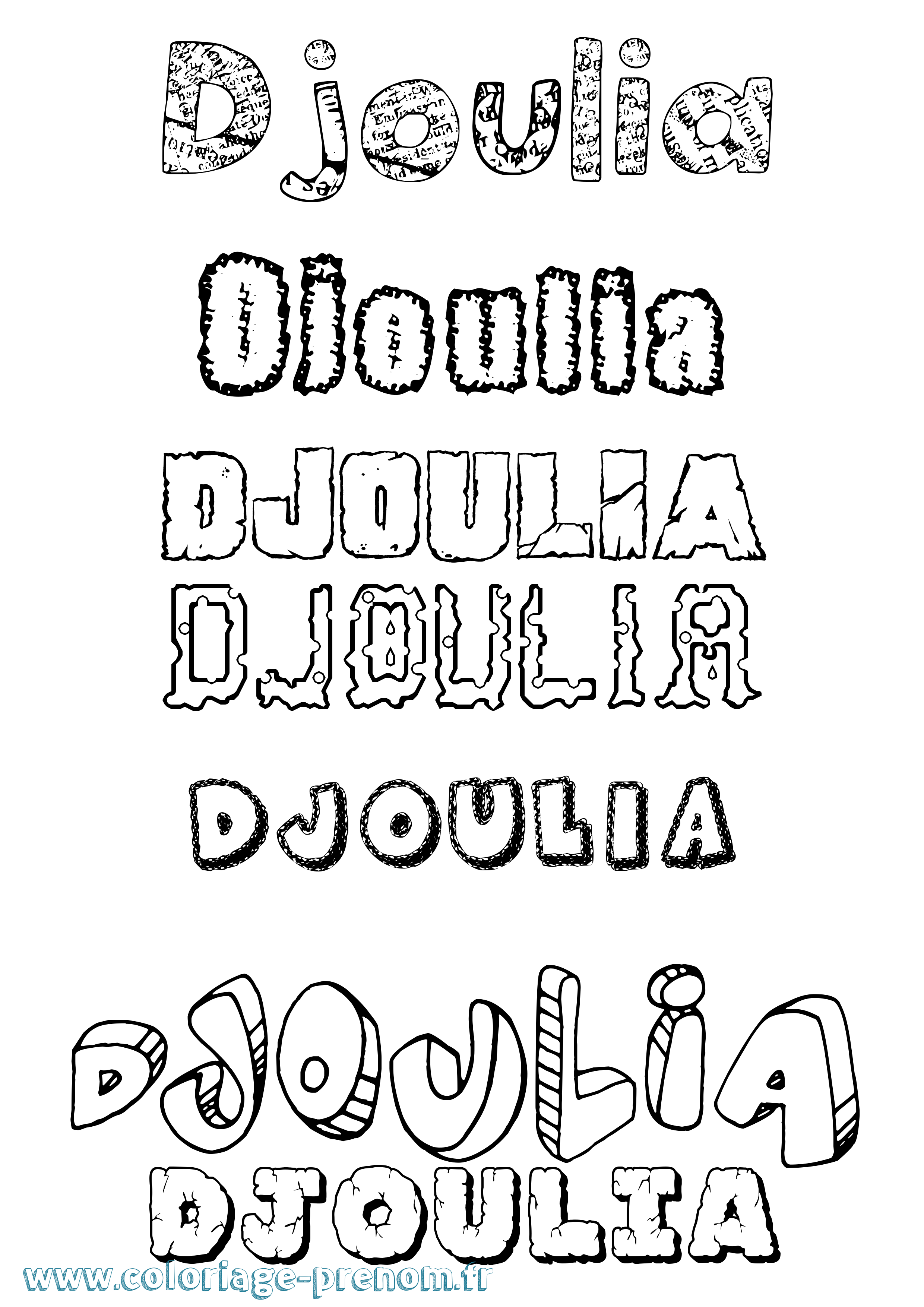 Coloriage prénom Djoulia Destructuré