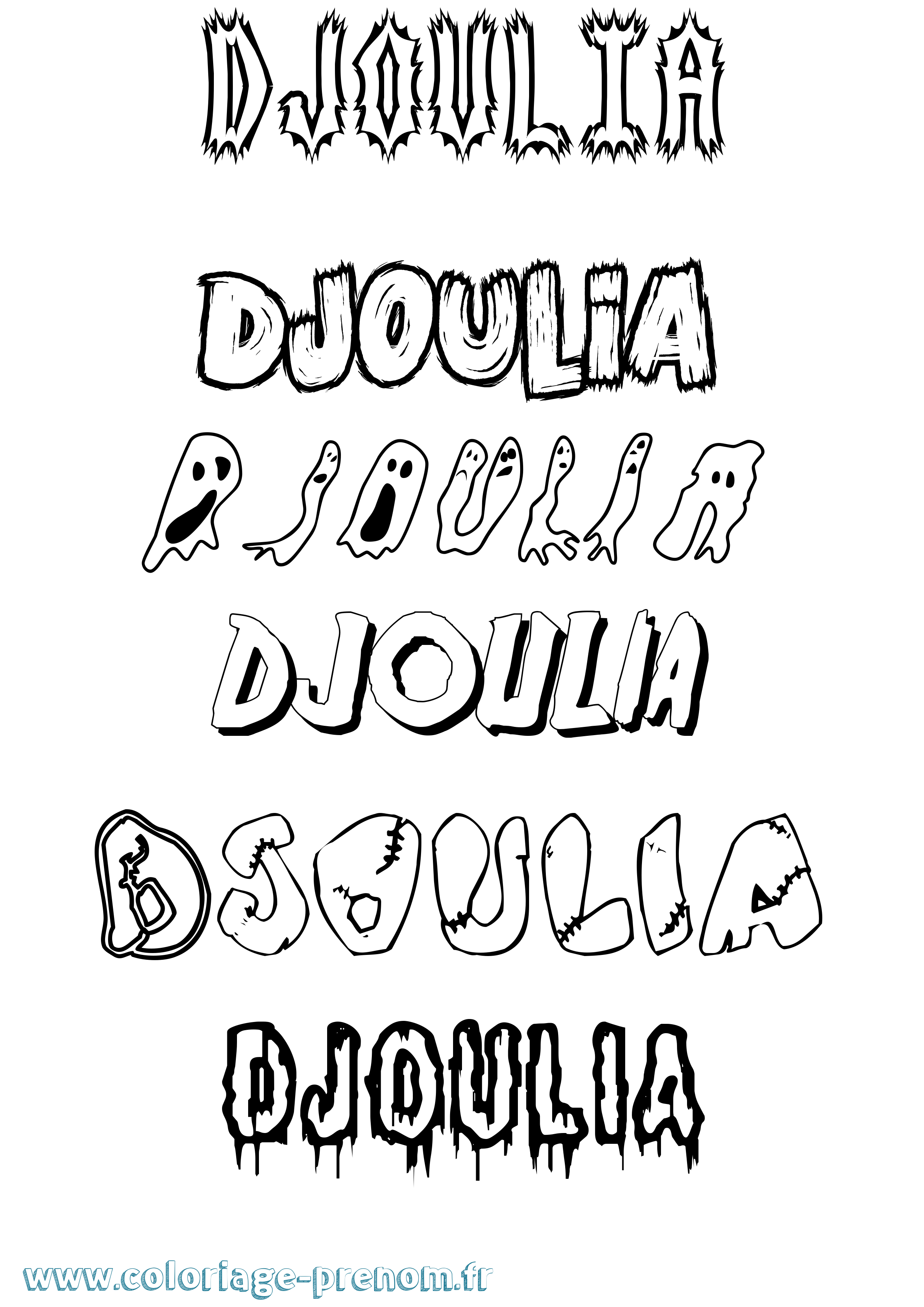 Coloriage Djoulia Frisson Coloriage prénom Djoulia Frisson