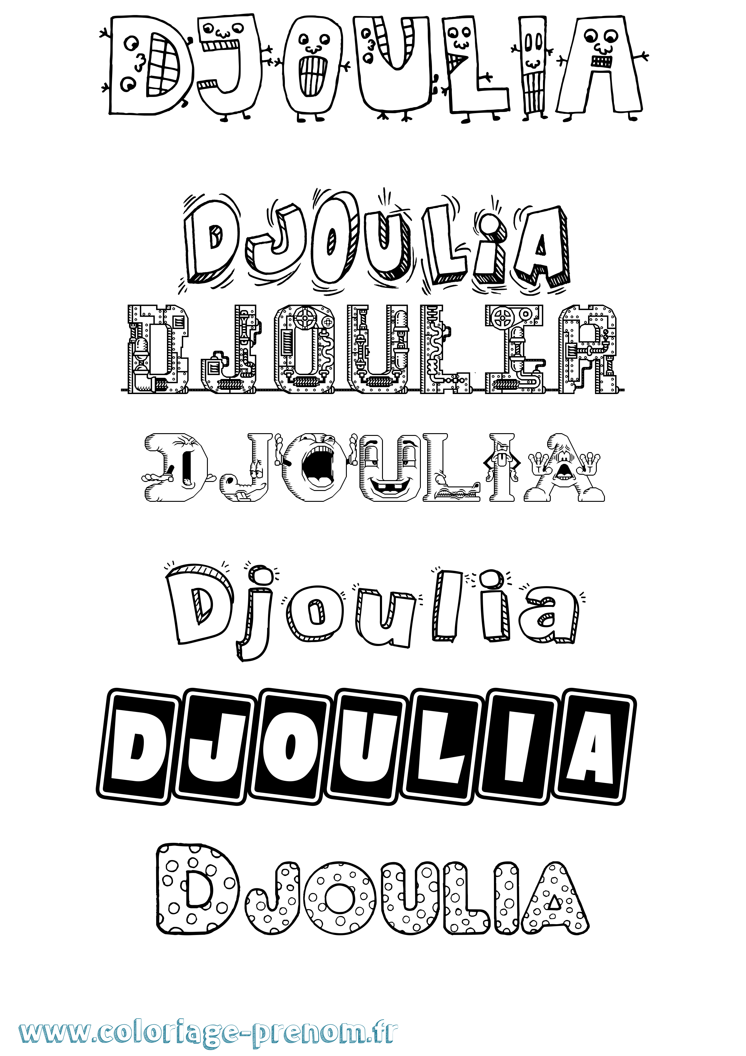 Coloriage prénom Djoulia Fun