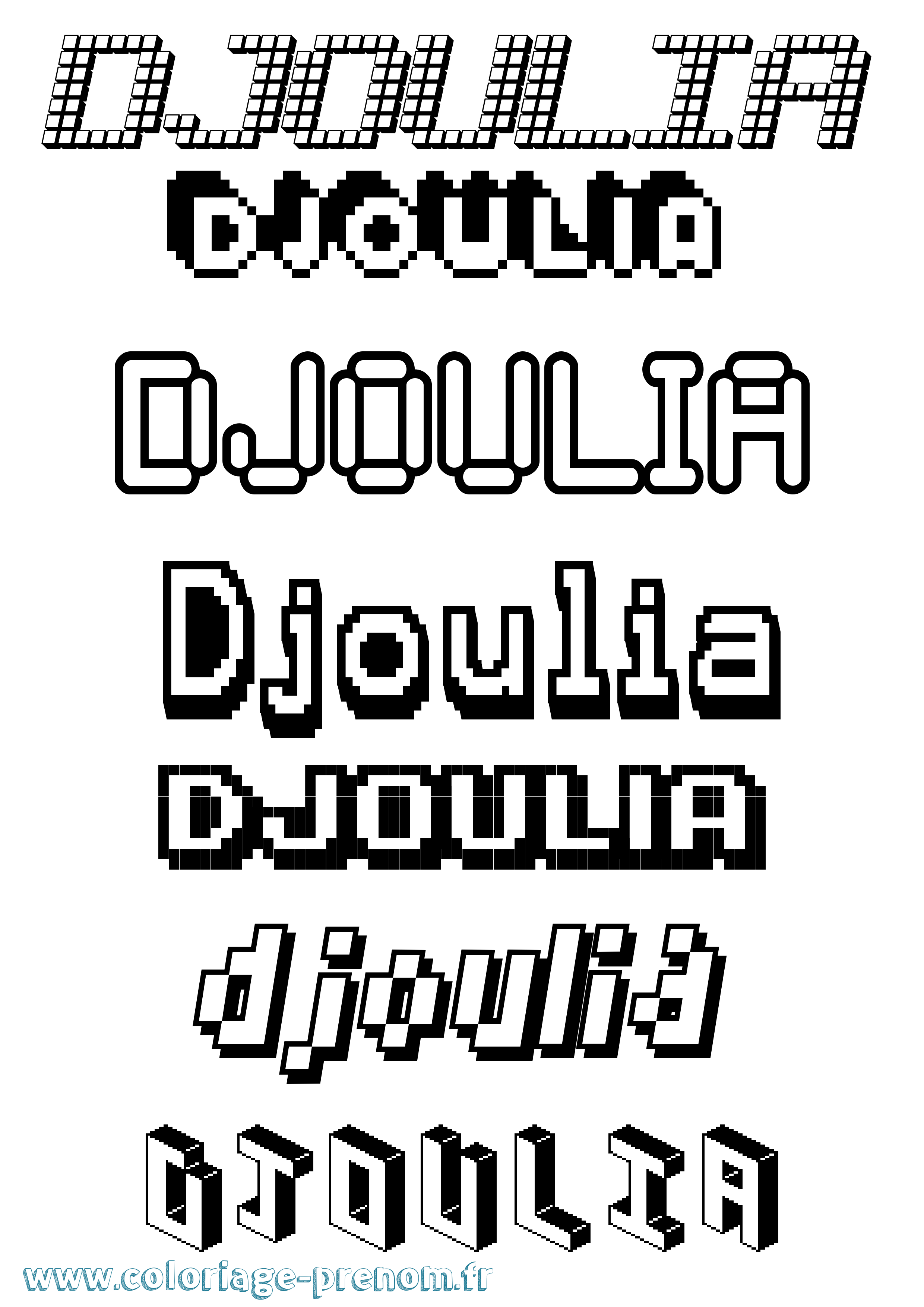 Coloriage prénom Djoulia Pixel