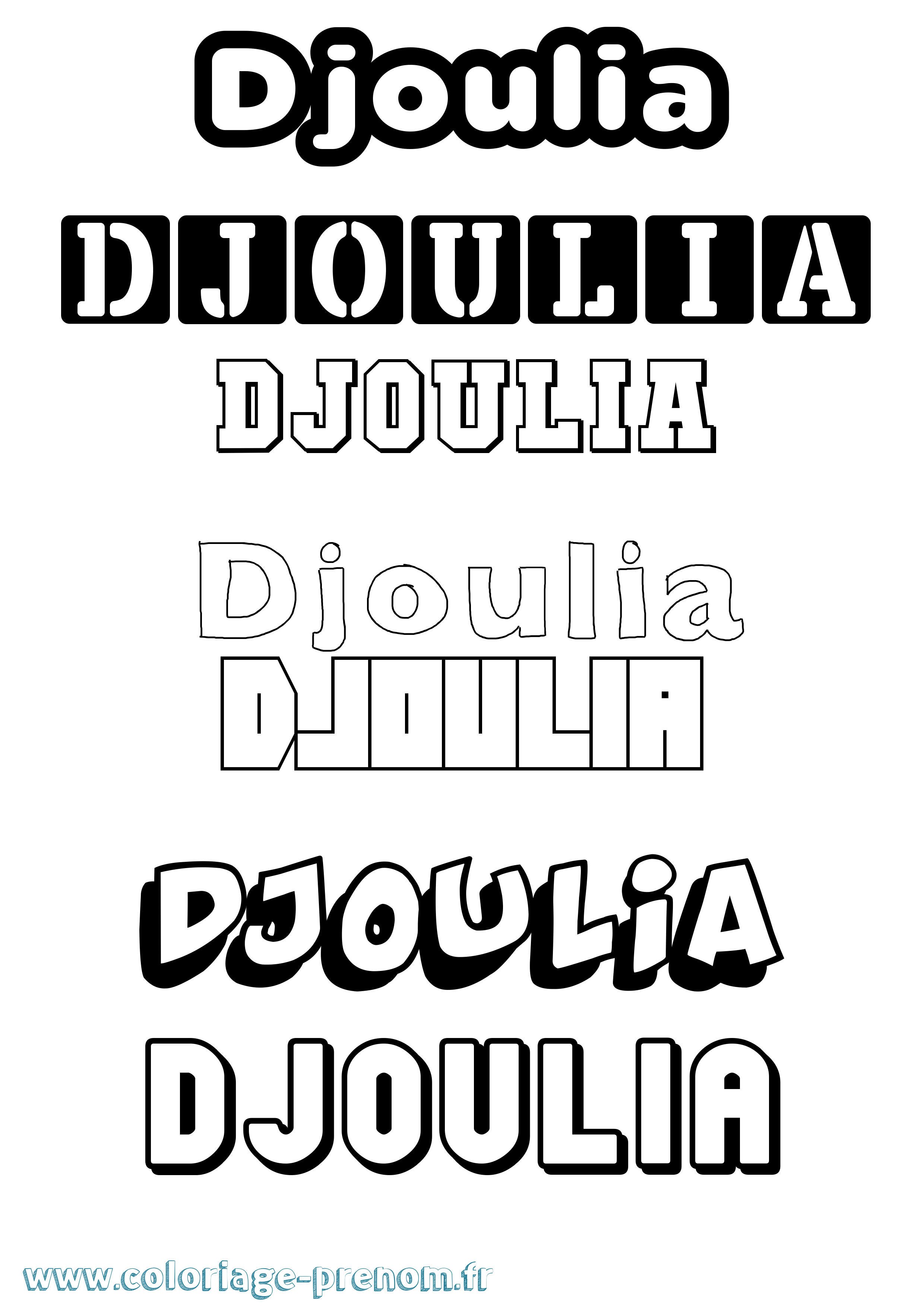 Coloriage prénom Djoulia Simple