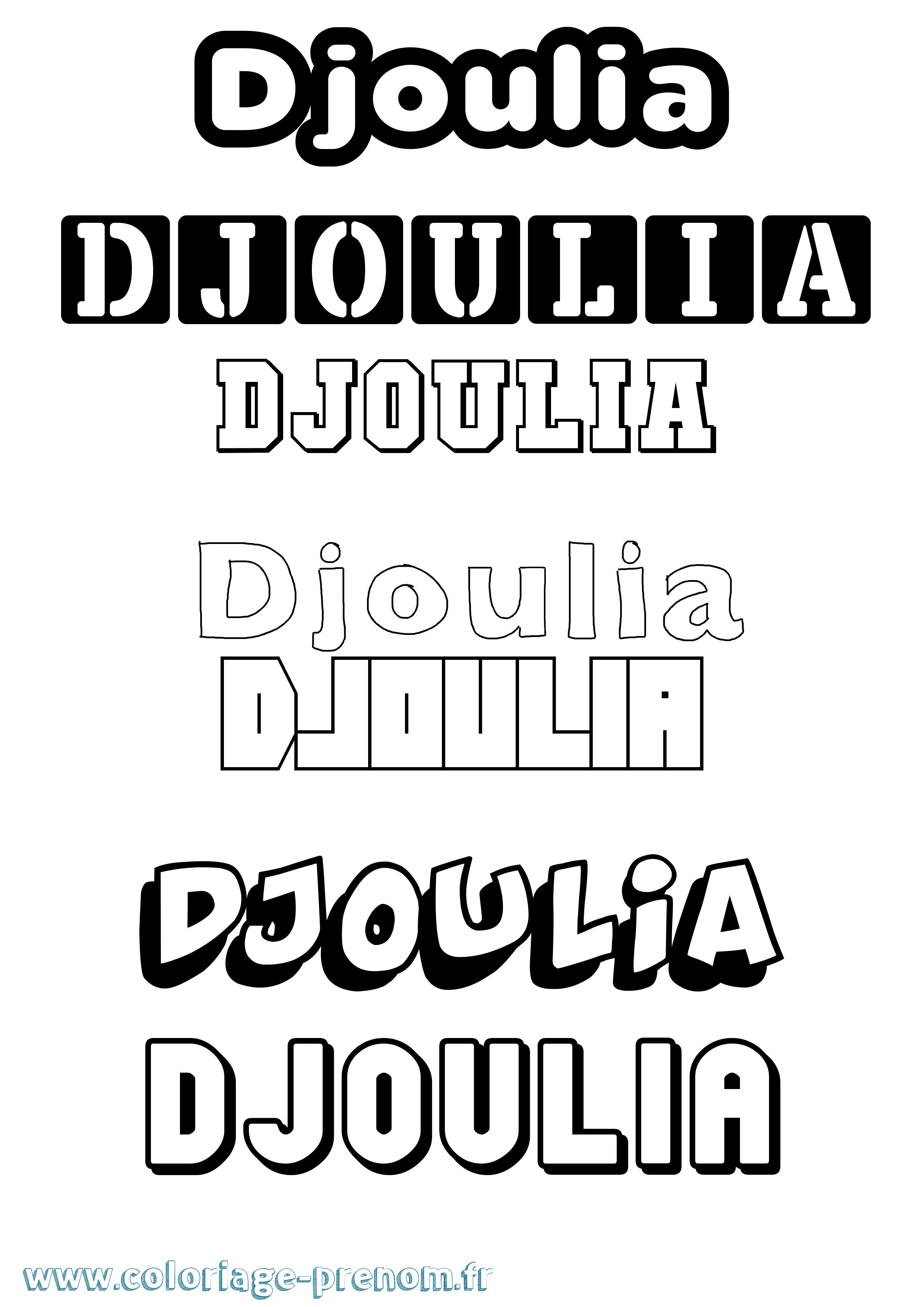 Coloriage Djoulia Simple Coloriage prénom Djoulia Simple