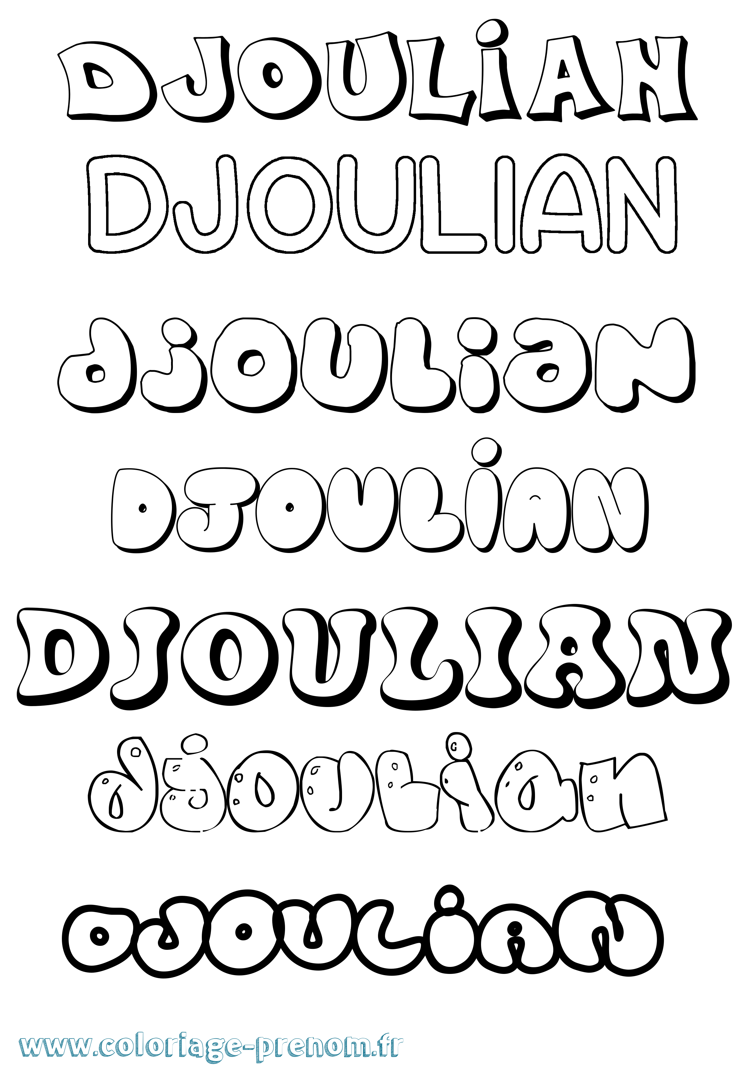 Coloriage prénom Djoulian Bubble