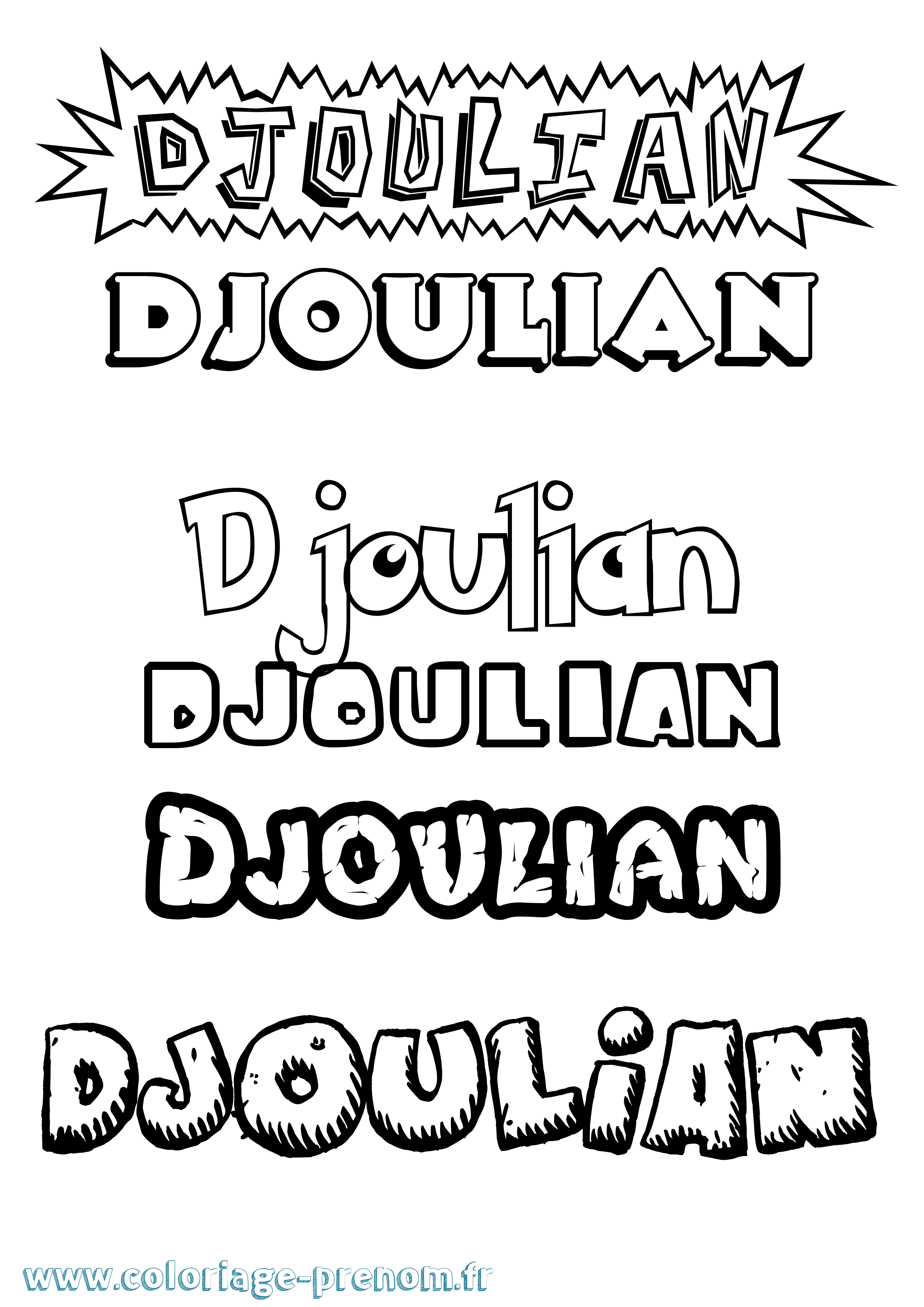 Coloriage prénom Djoulian Dessin Animé