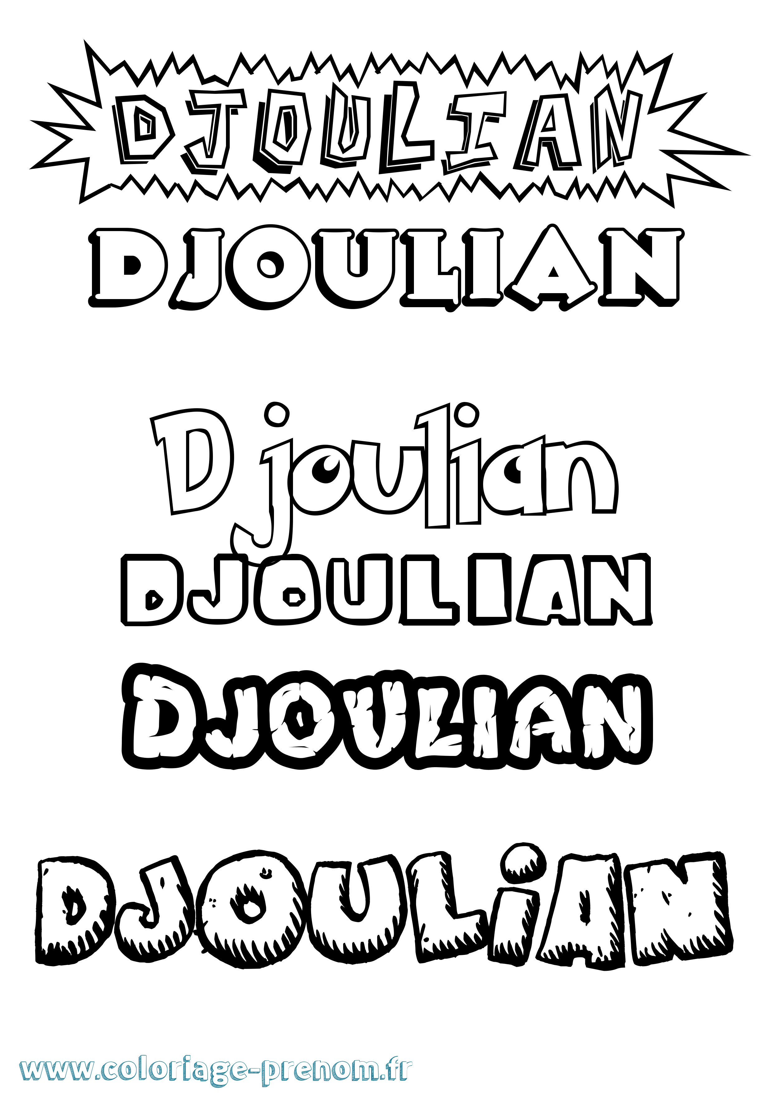 Coloriage Djoulian Dessin Animé Coloriage prénom Djoulian Dessin Animé