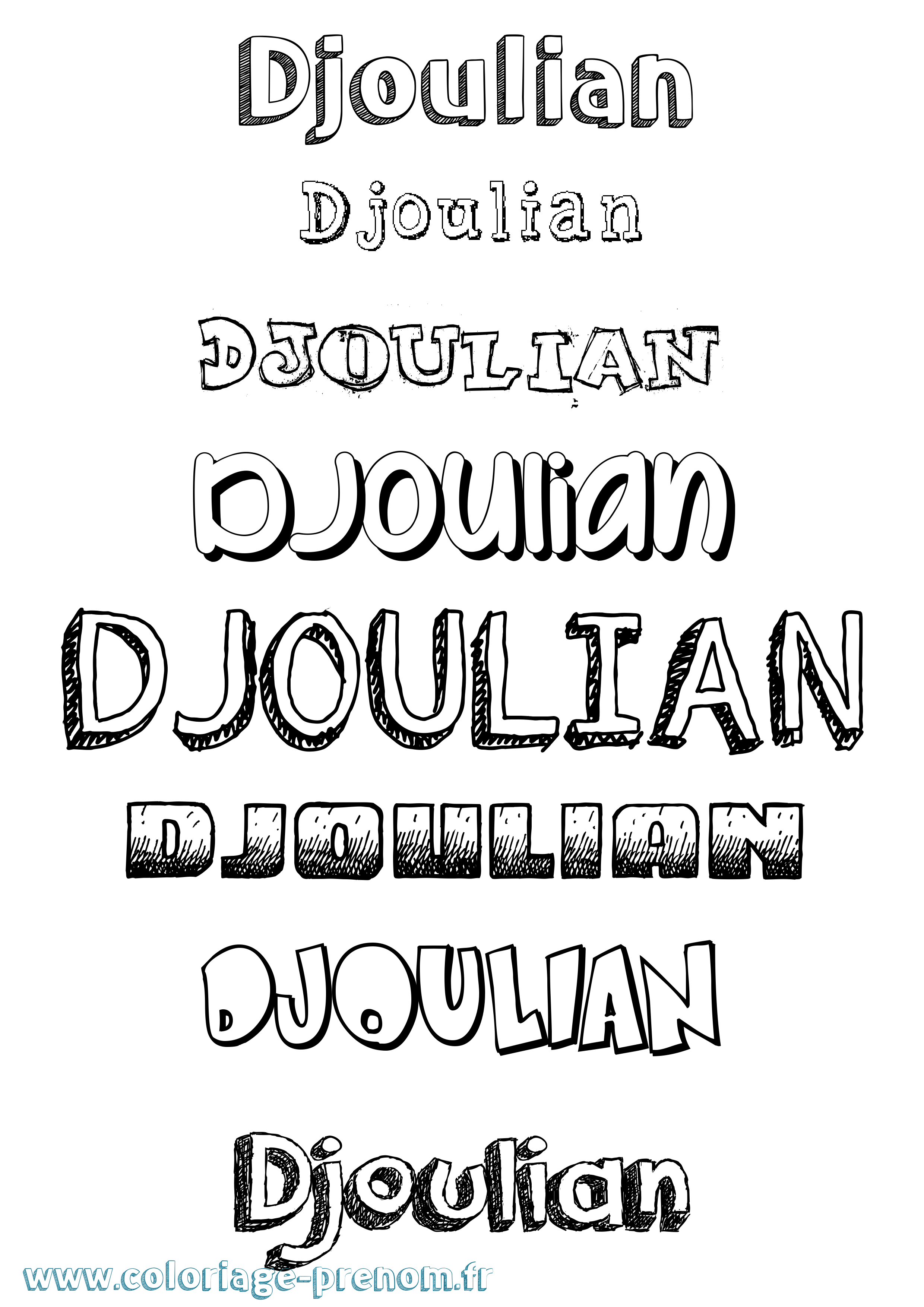 Coloriage Djoulian Dessiné Coloriage prénom Djoulian Dessiné