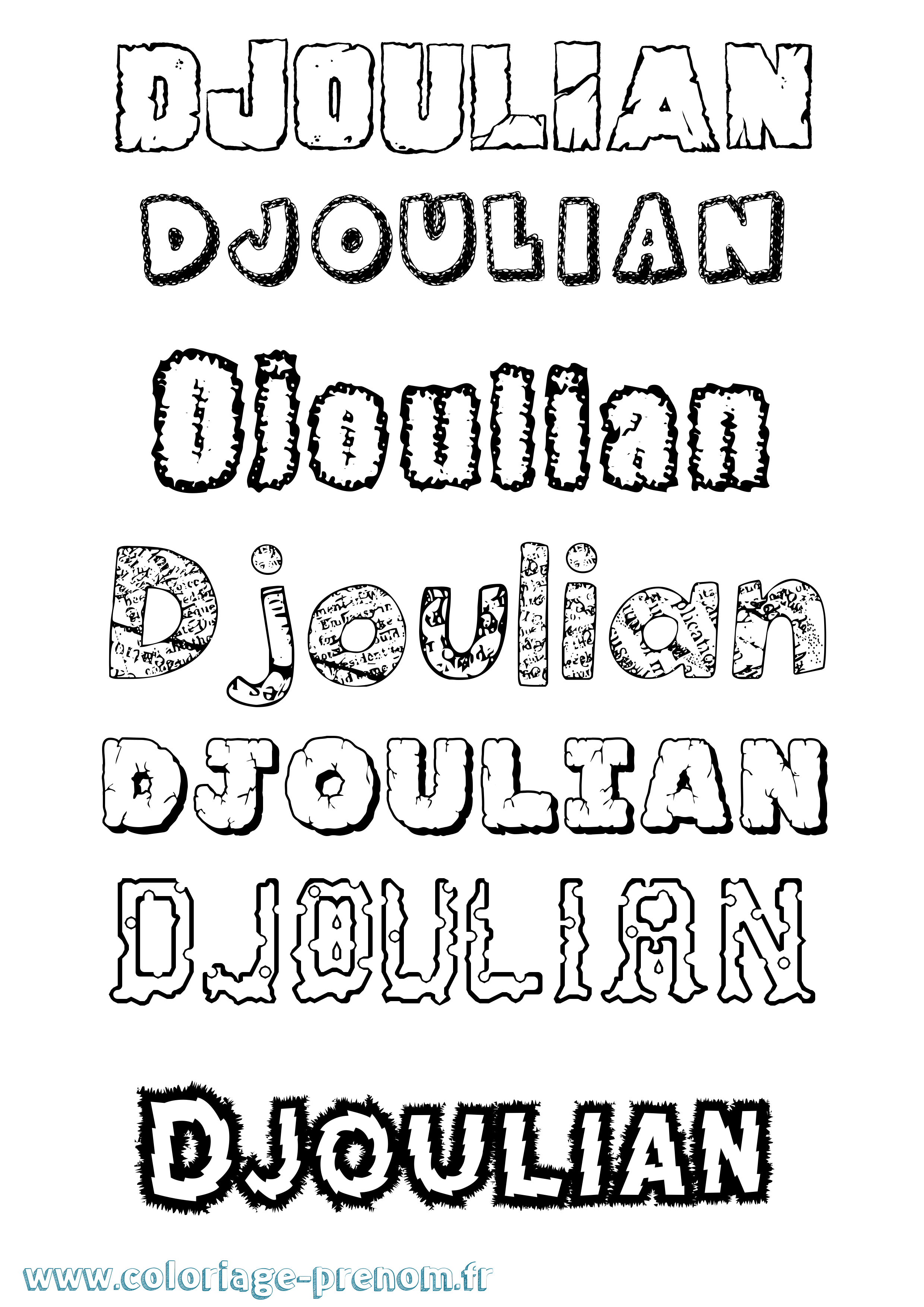 Coloriage prénom Djoulian Destructuré