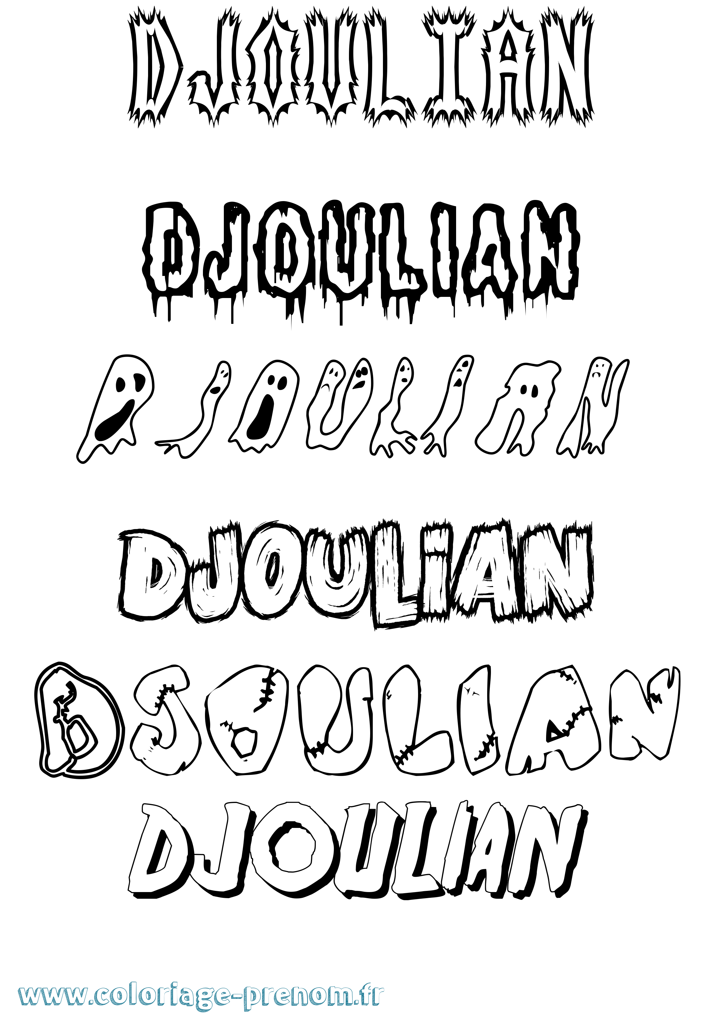Coloriage Djoulian Frisson Coloriage prénom Djoulian Frisson
