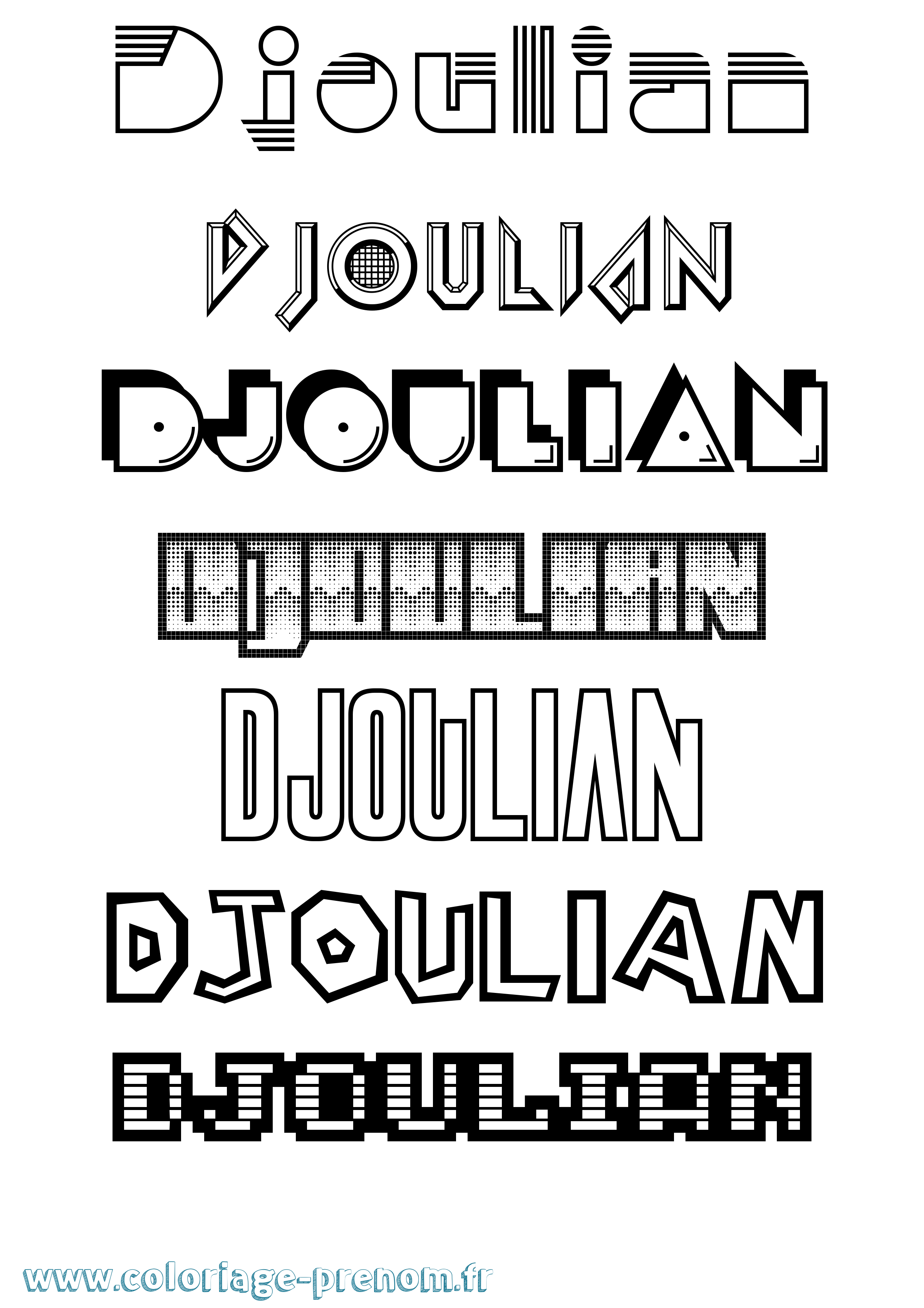 Coloriage Djoulian Jeux Vidéos Coloriage prénom Djoulian Jeux Vidéos