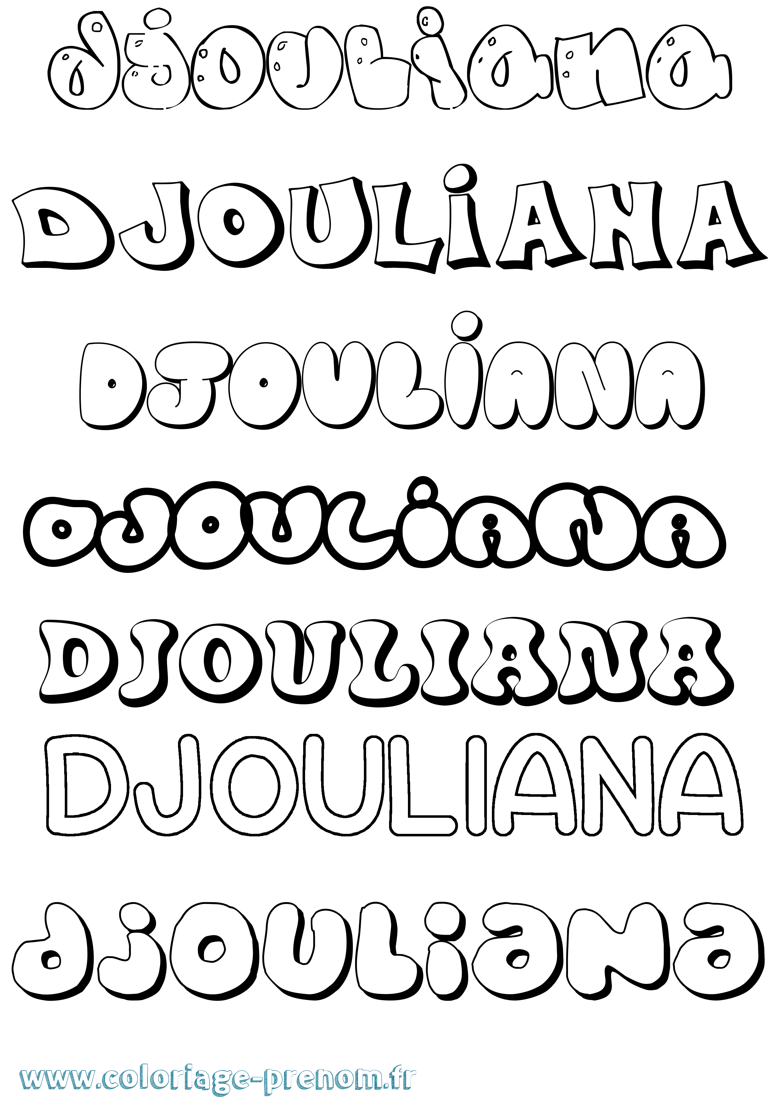 Coloriage prénom Djouliana Bubble